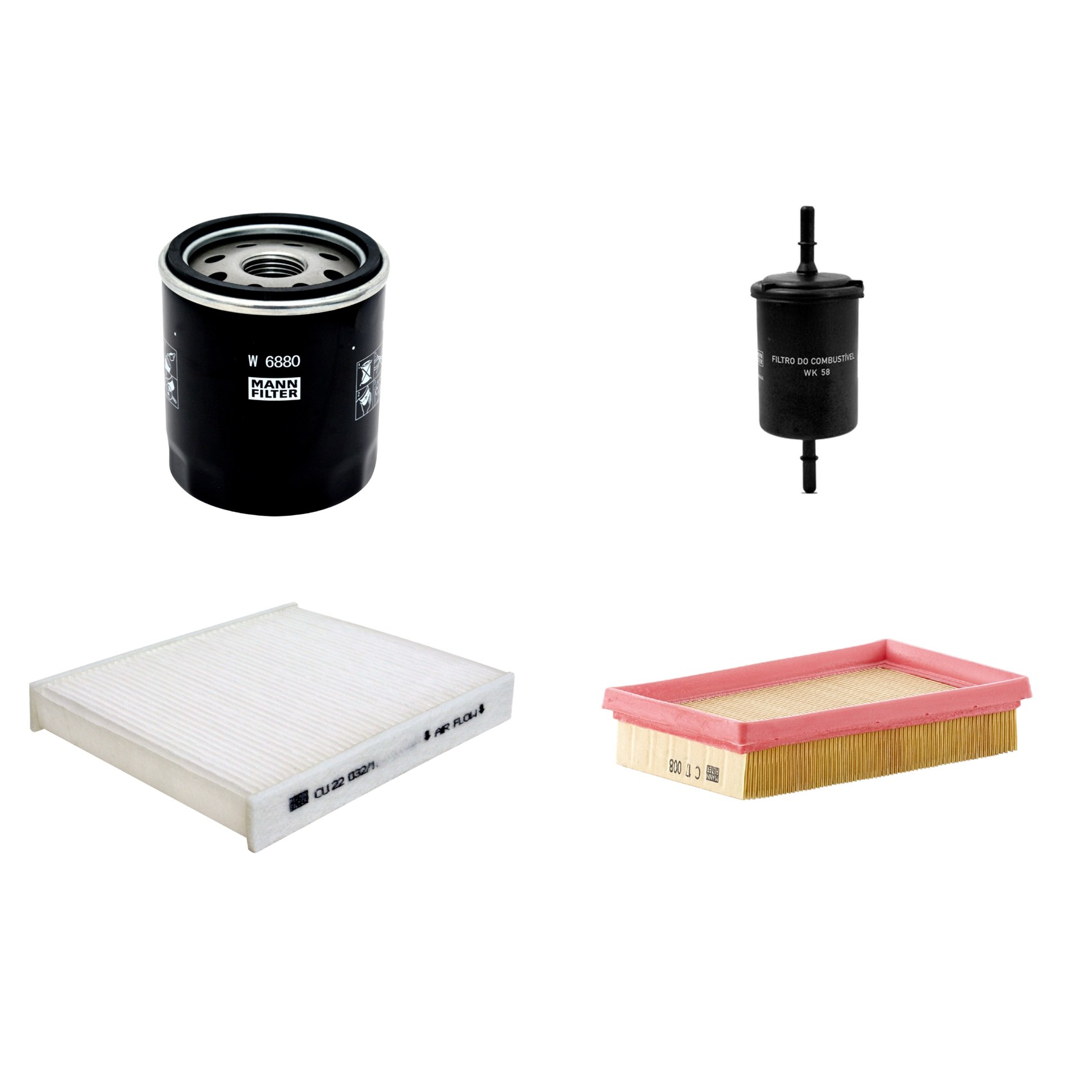 Kit Filtros de Ar Combustível Cabine Ar Condicionado Óleo - Mann-Filter - C17008 - CU22032/1 - W6880 - WK58