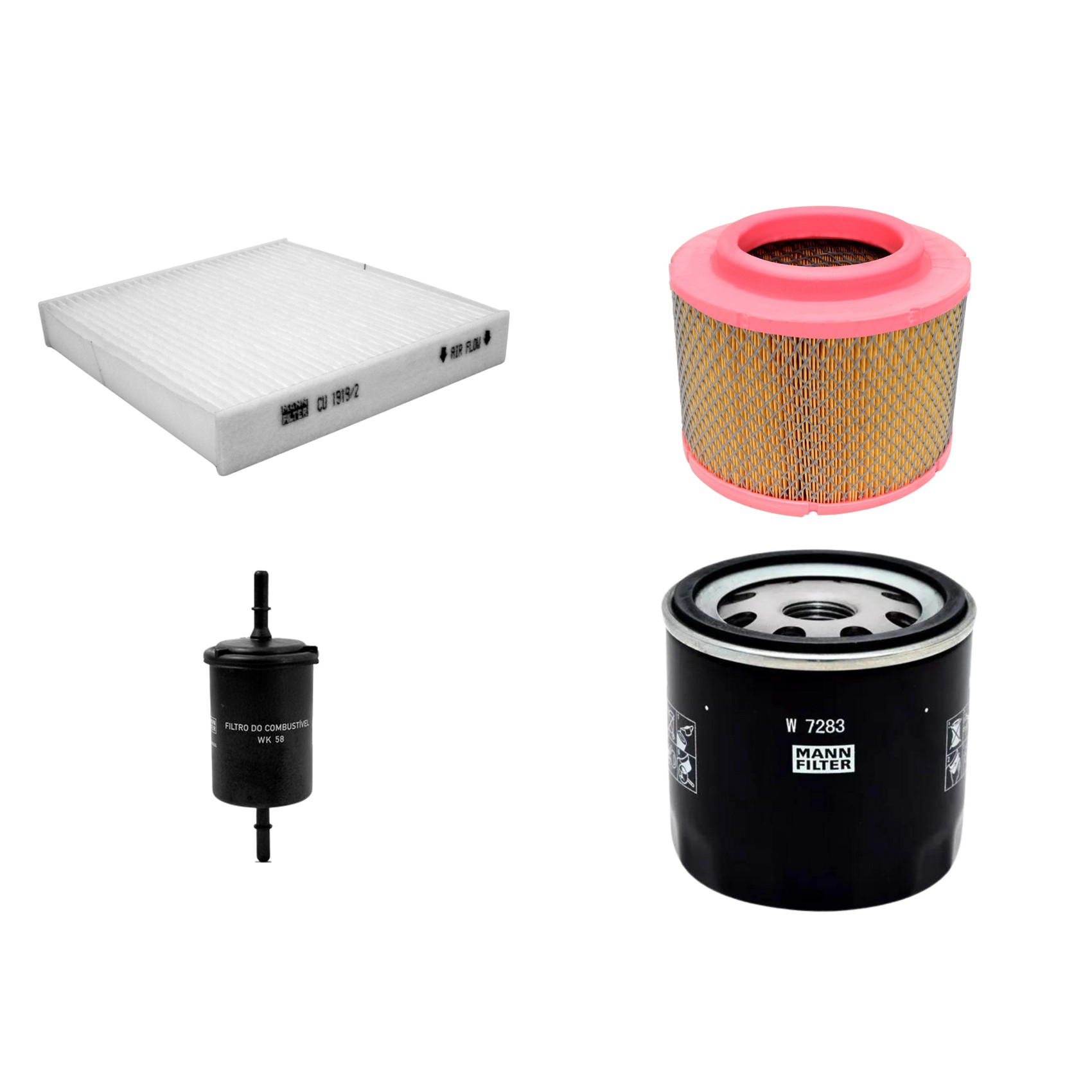 Kit Filtros de Ar Combustível Cabine Ar Condicionado Óleo - Mann-Filter - C23107/1 - CU1919/2 - W7283 - WK58