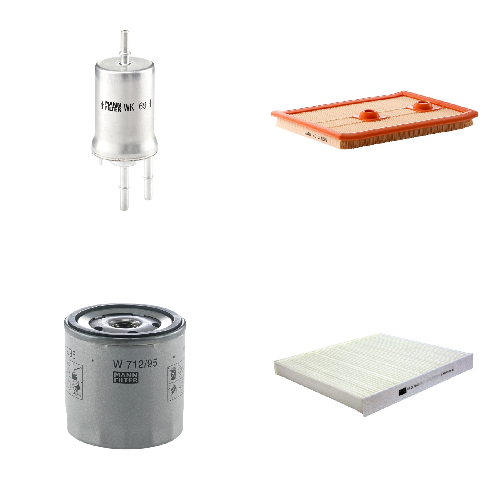 Kit Filtros de Ar Combustível Cabine Ar Condicionado Óleo - Mann-Filter - C27009 - CU26009/1 - W712/95 - WK69