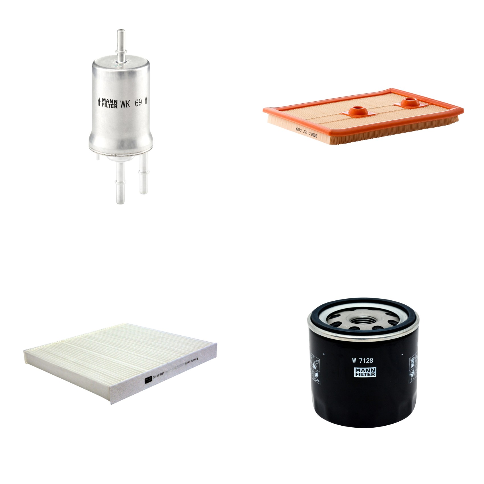 Kit Filtros de Ar Combustível Cabine Ar Condicionado Óleo - Mann-Filter - C27009 - CU26009/1 - W7128 - WK69