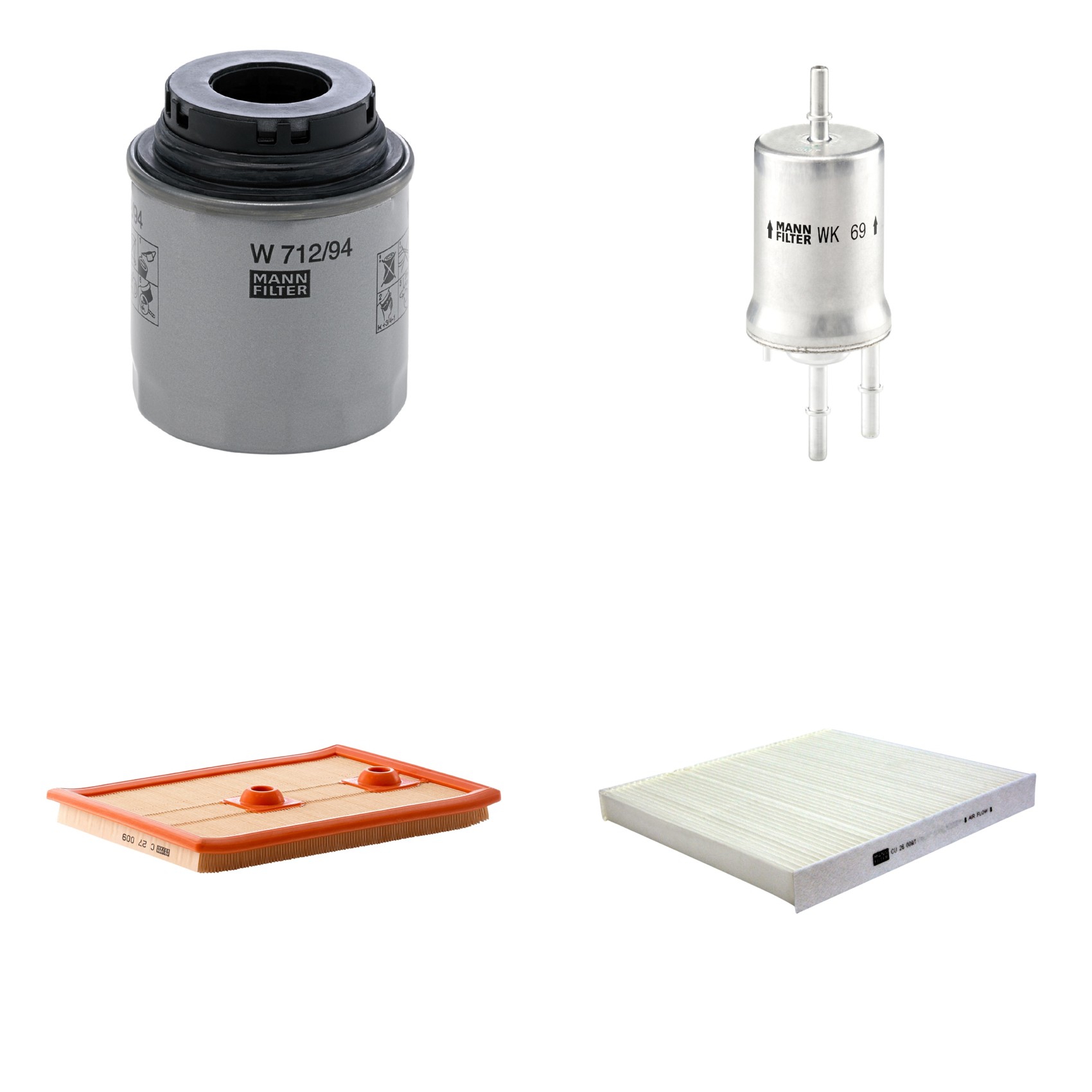 Kit Filtros de Ar Combustível Cabine Ar Condicionado Óleo - Mann-Filter - C27009 - CU26009/1 - W712/94 - WK69