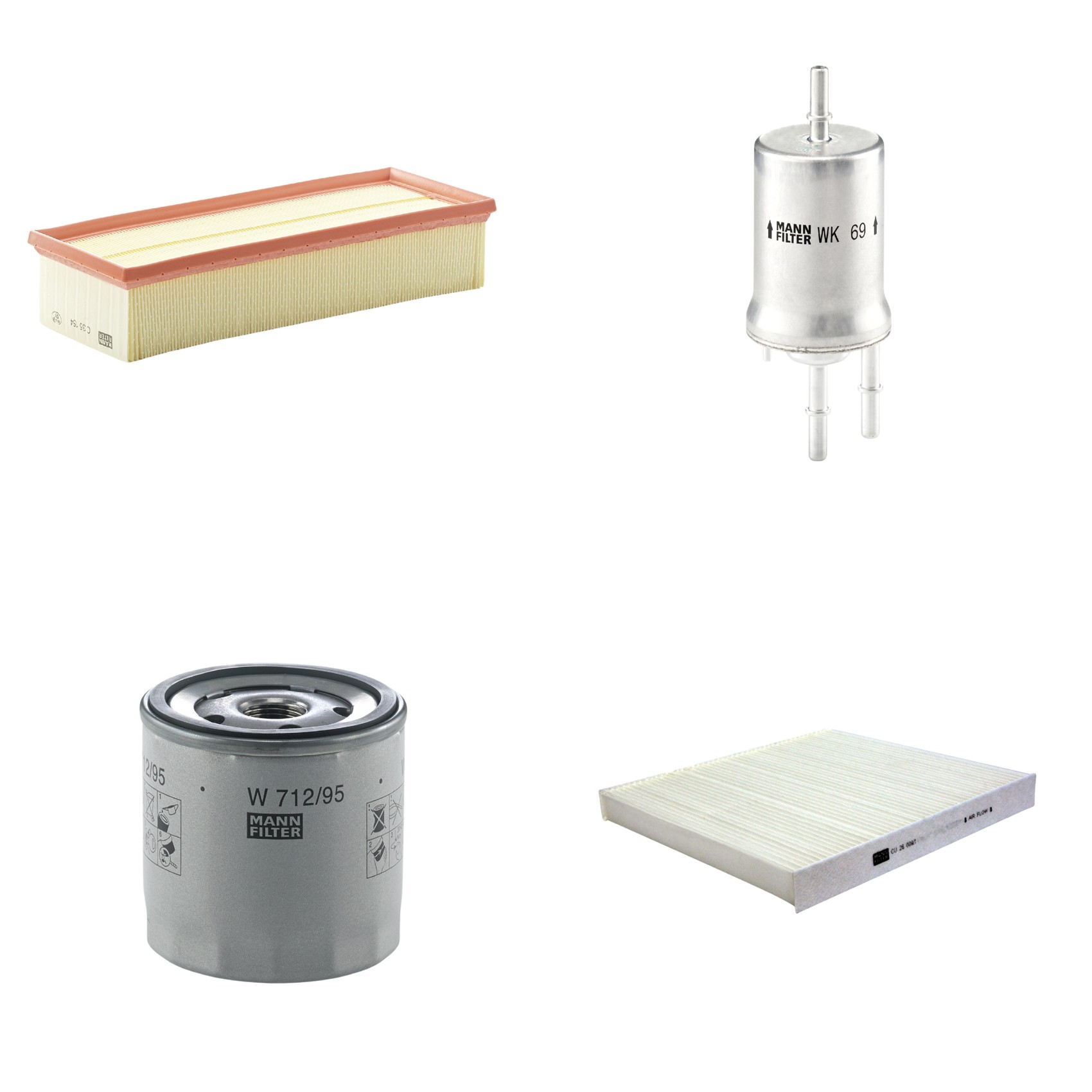 Kit Filtros de Ar Combustível Cabine Ar Condicionado Óleo - Mann-Filter - C35154 - CU26009/1 - W712/95 - WK69