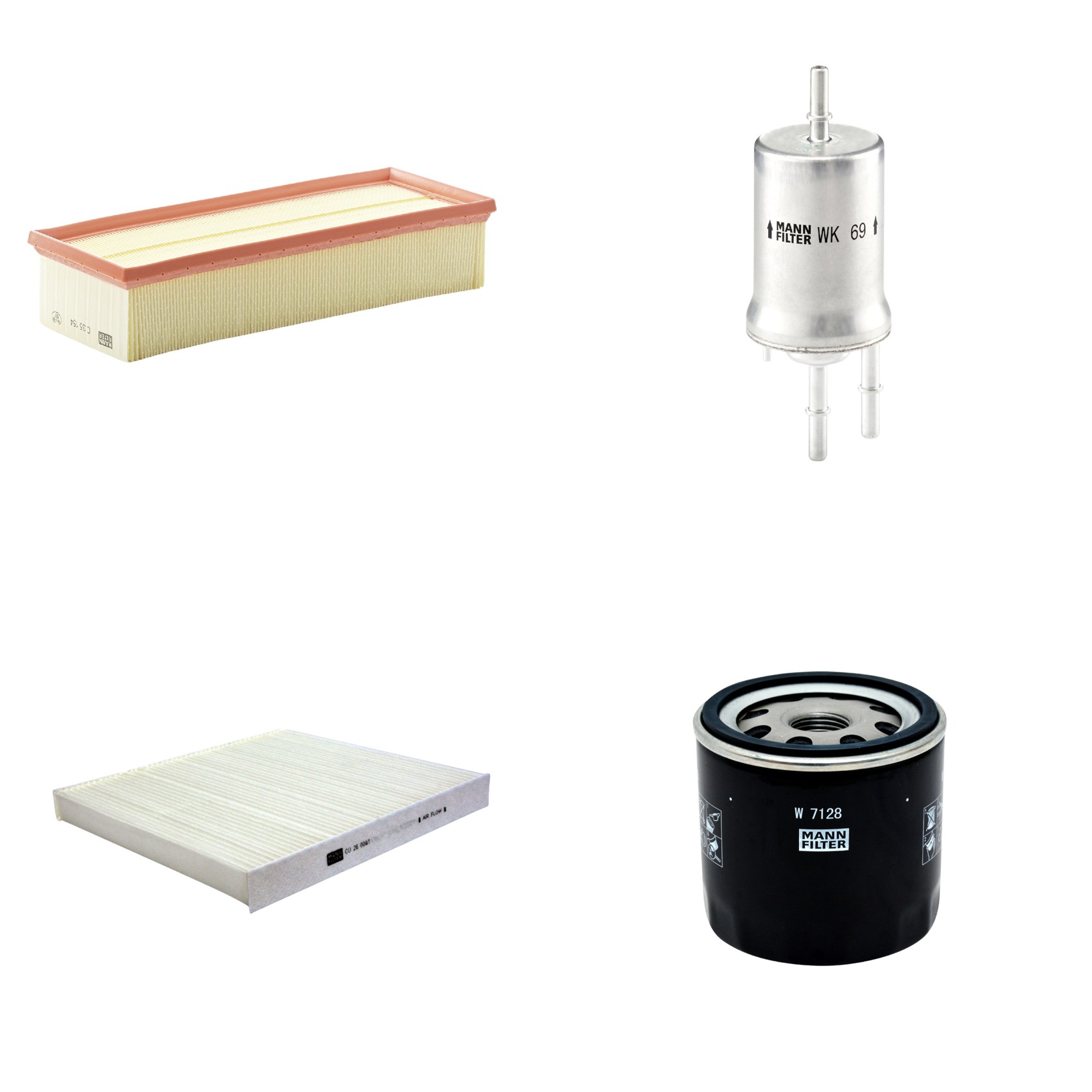 Kit Filtros de Ar Combustível Cabine Ar Condicionado Óleo - Mann-Filter - C35154 - CU26009/1 - W7128 - WK69