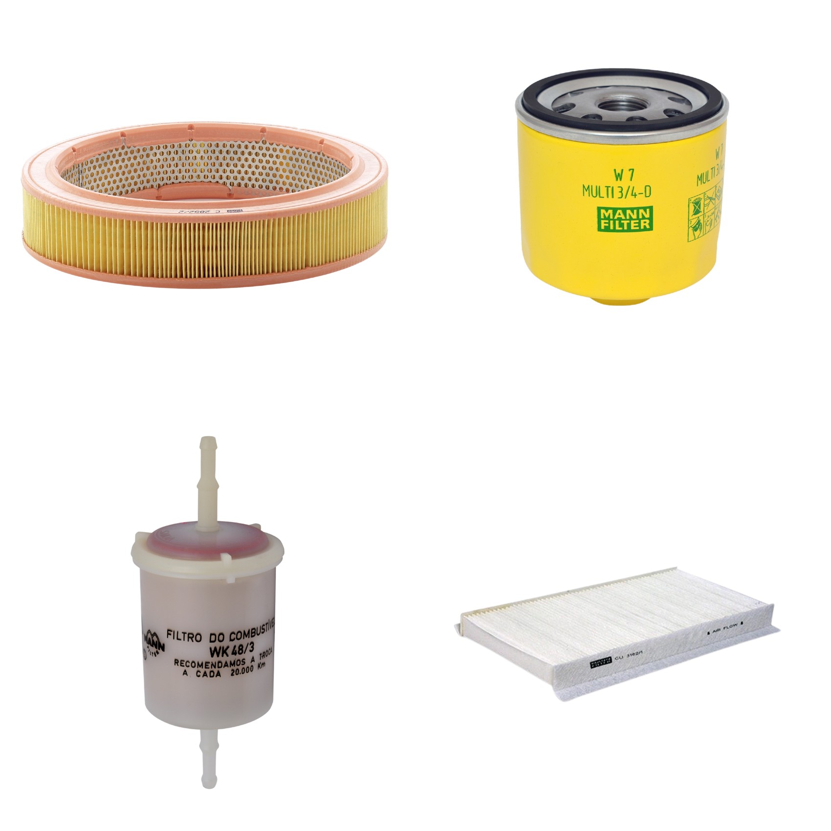 Kit Filtros de Ar Combustível Cabine Ar Condicionado Óleo - Mann-Filter - C2852/2 - CU3162/1 - W7MULTI3/4-D - WK48/3