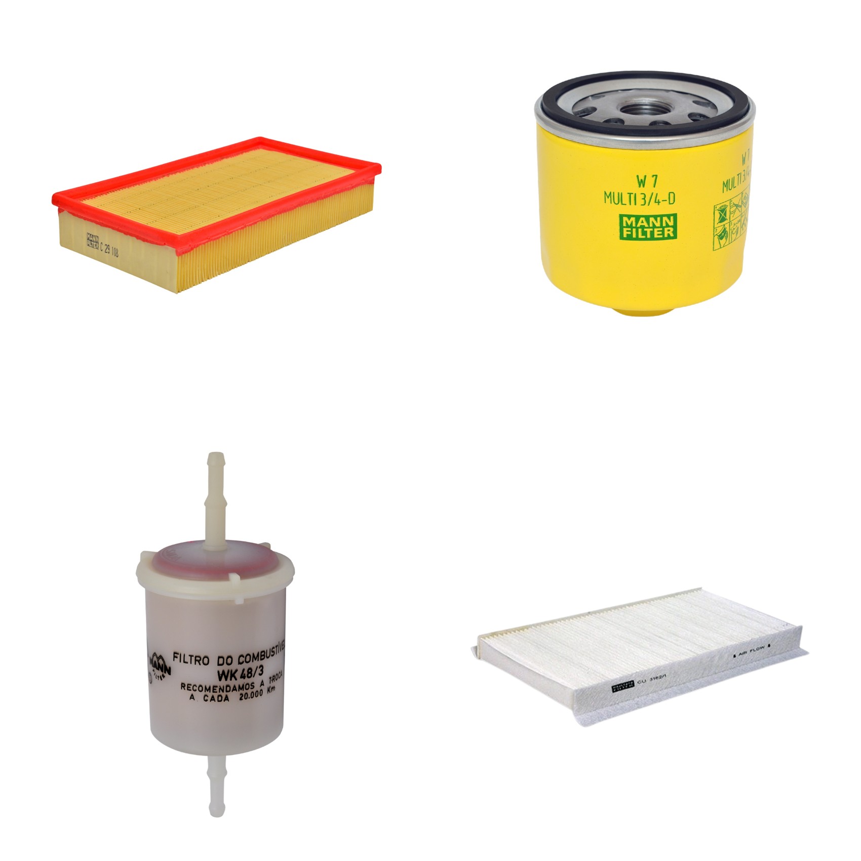 Kit Filtros de Ar Combustível Cabine Ar Condicionado Óleo - Mann-Filter - C29108 - CU3162/1 - W7MULTI3/4-D - WK48/3