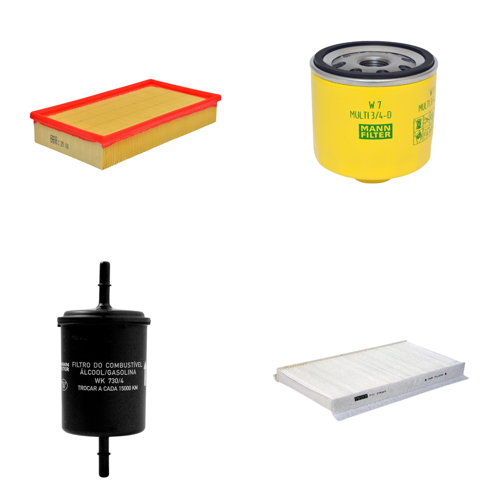 Kit Filtros de Ar Combustível Cabine Ar Condicionado Óleo - Mann-Filter - C29108 - CU3162/1 - W7MULTI3/4-D - WK730/4