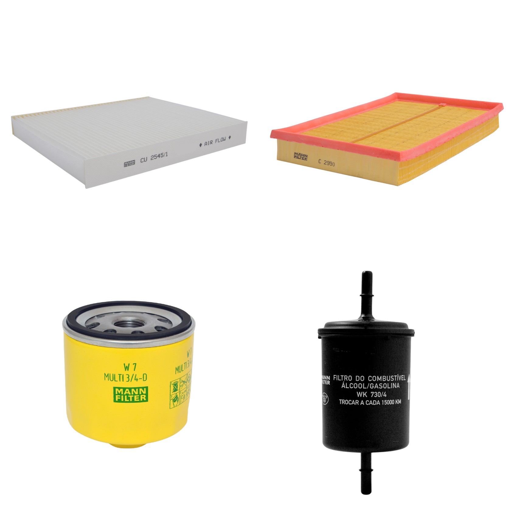 Kit Filtros de Ar Combustível Cabine Ar Condicionado Óleo - Mann-Filter - C2990 - CU2545/1 - W7MULTI3/4-D - WK730/4