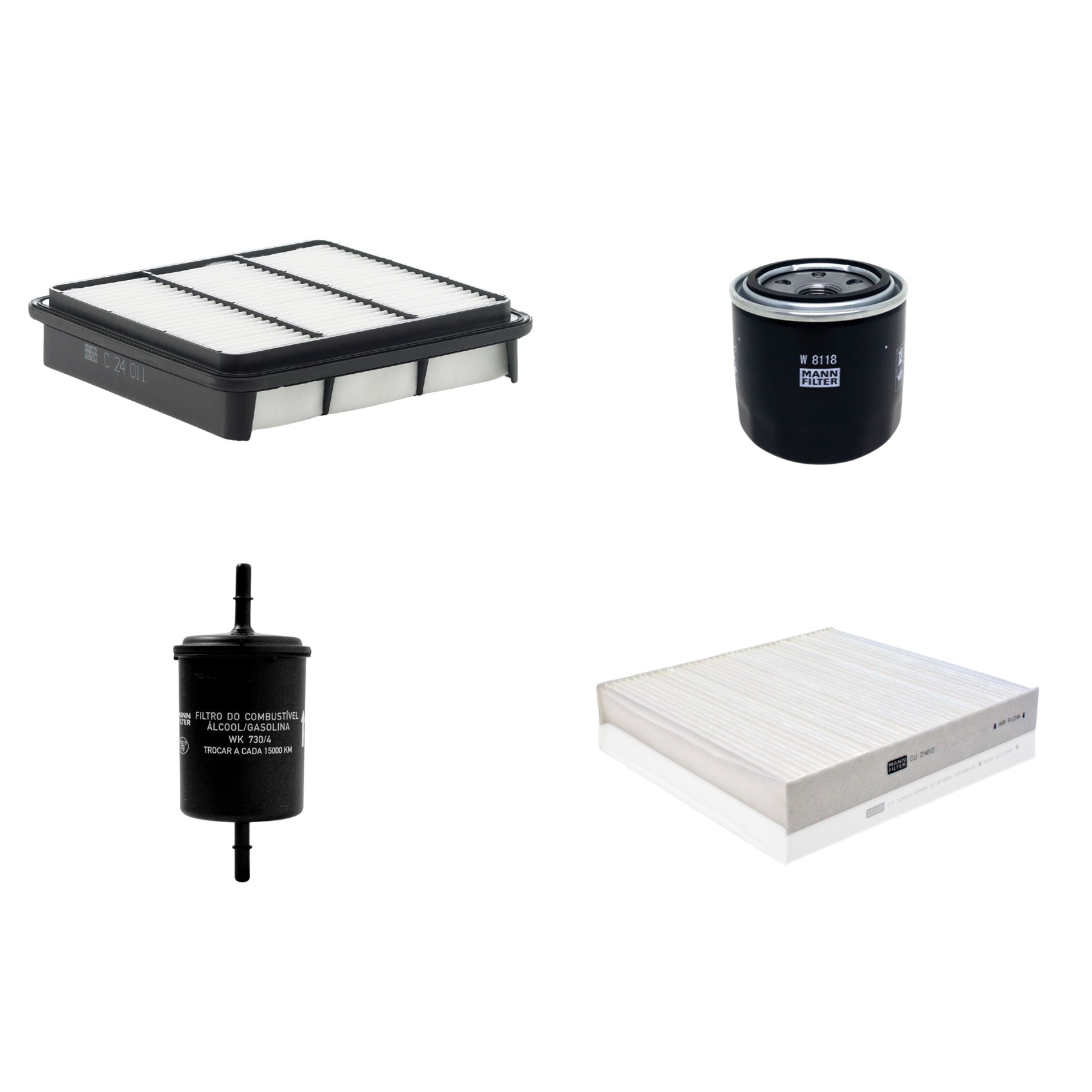 Kit Filtros de Ar Combustível Cabine Ar Condicionado Óleo - Mann-Filter - C24011 - CU2141/2 - W8118 - WK730/4