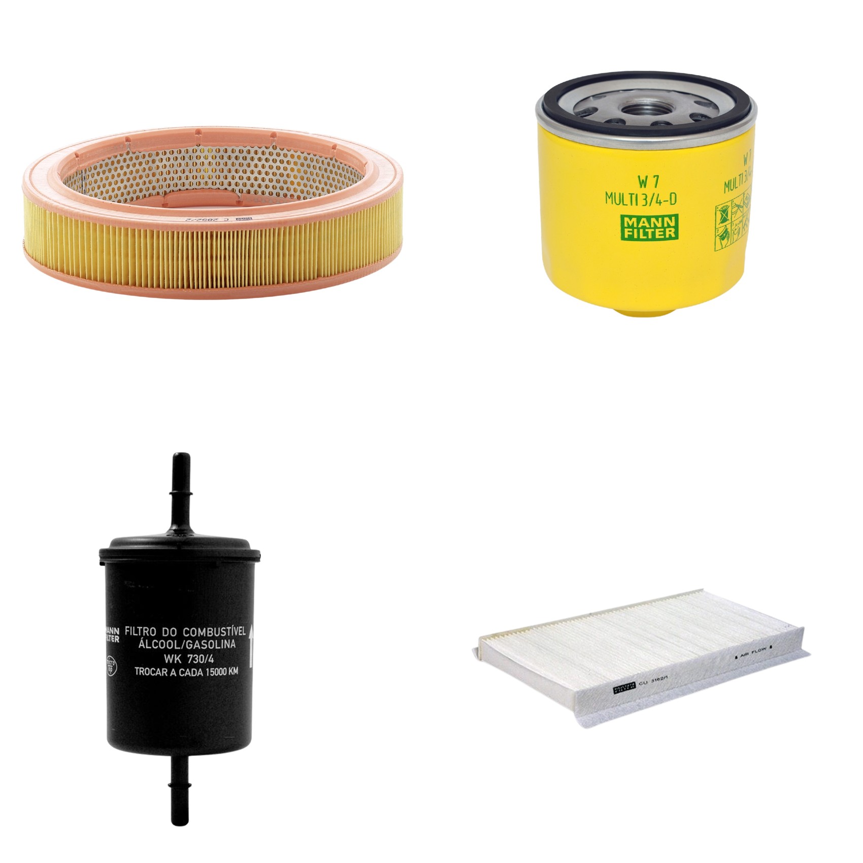 Kit Filtros de Ar Combustível Cabine Ar Condicionado Óleo - Mann-Filter - C2852/2 - CU3162/1 - W7MULTI3/4-D - WK730/4
