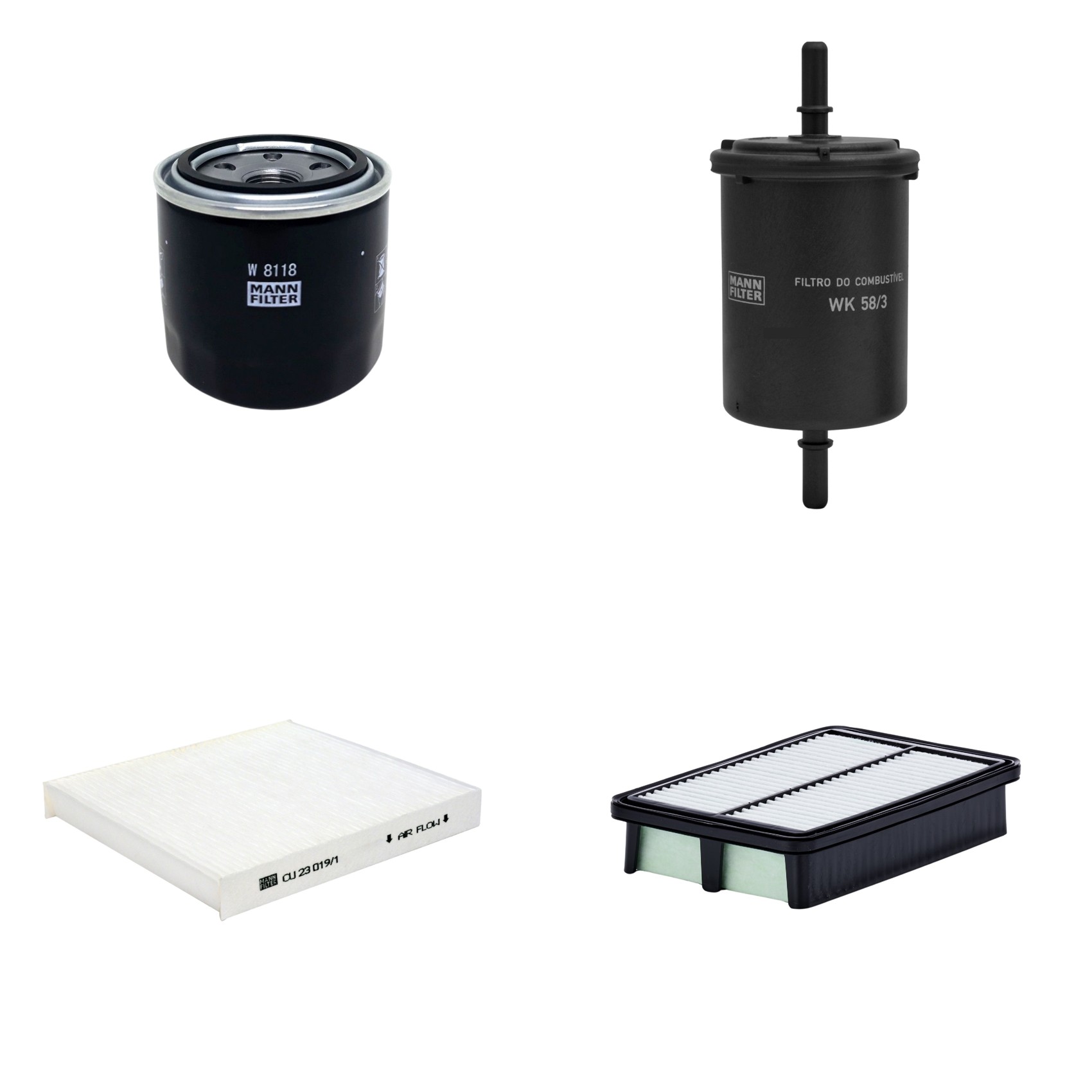 Kit Filtros de Ar Combustível Cabine Ar Condicionado Óleo - Mann-Filter - C24071 - CU23019/1 - W8118 - WK58/3