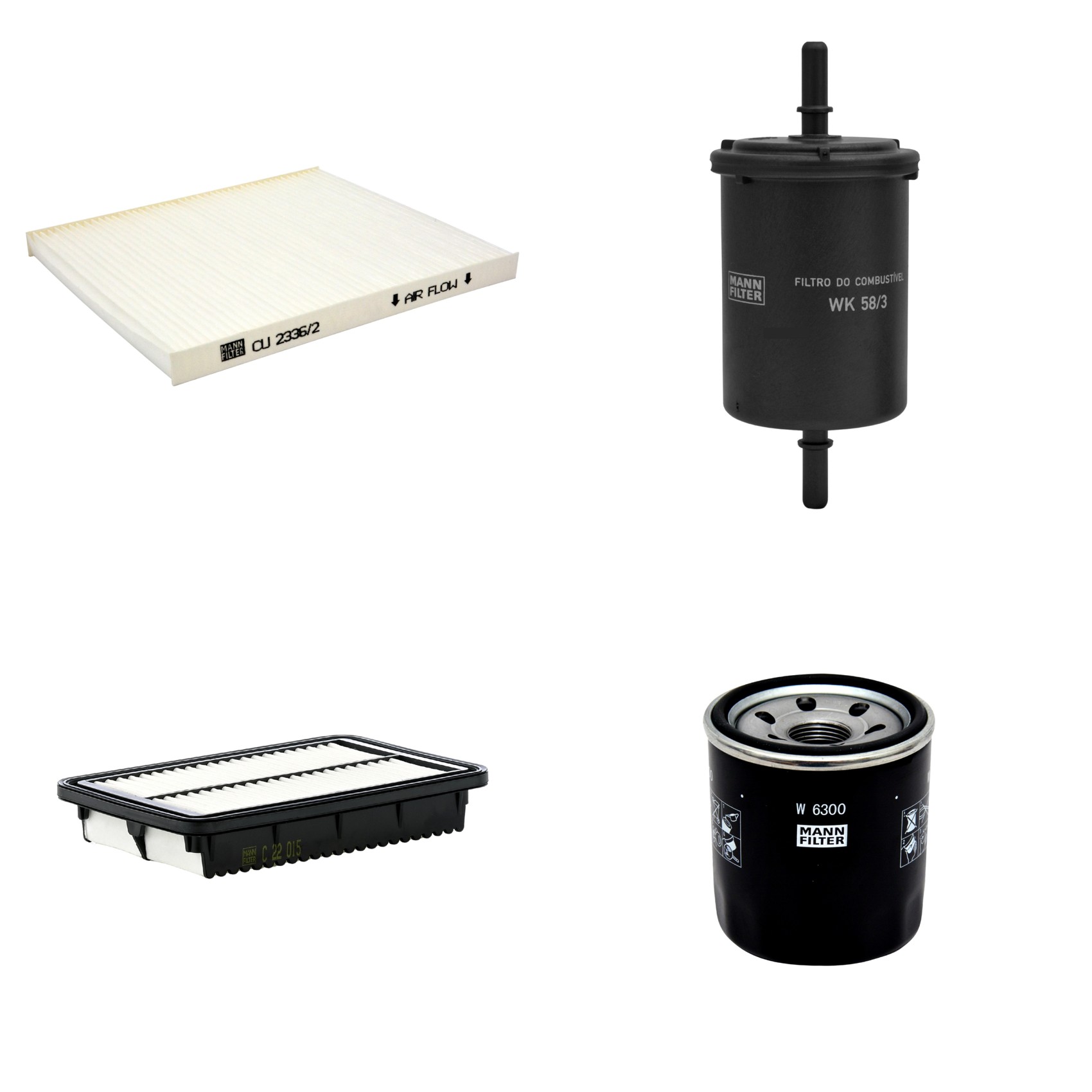 Kit Filtros de Ar Combustível Cabine Ar Condicionado Óleo - Mann-Filter - C22015 - CU2336/2 - W6300 - WK58/3