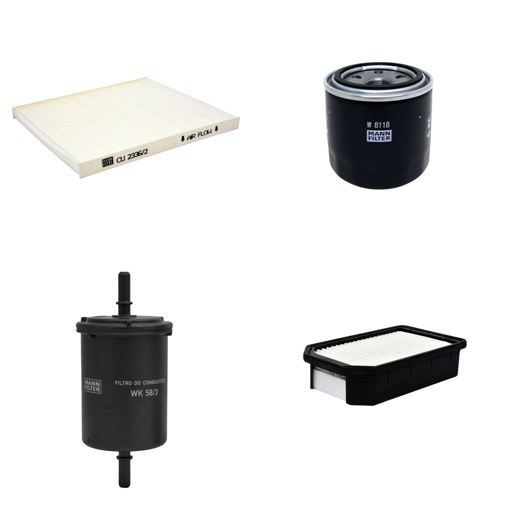 Kit Filtros de Ar Combustível Cabine Ar Condicionado Óleo - Mann-Filter - C23110 - CU2336/2 - W8118 - WK58/3