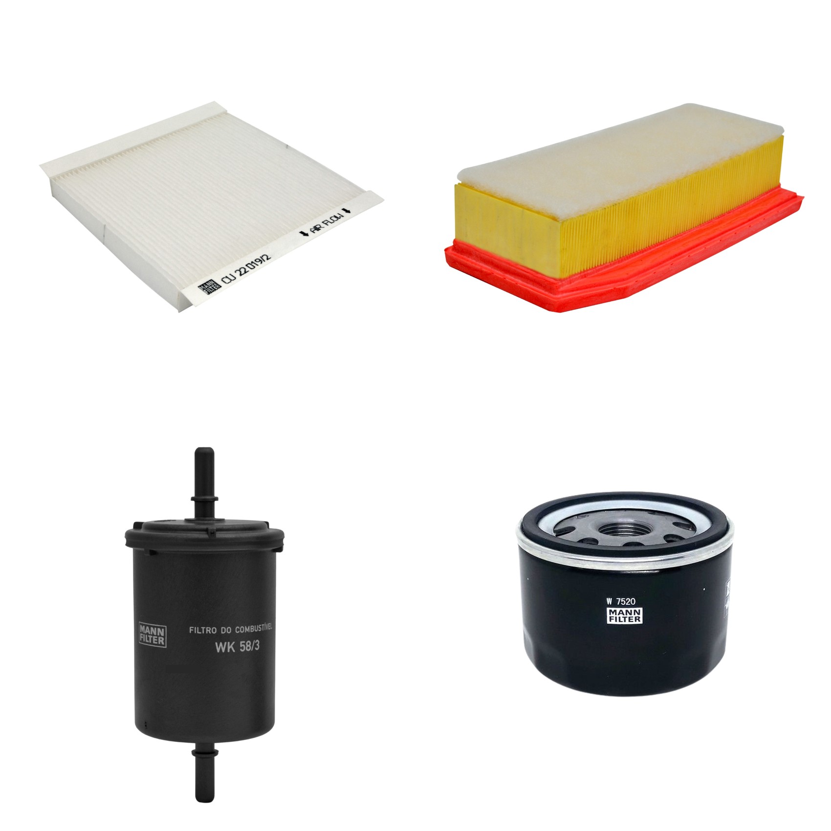 Kit Filtros de Ar Combustível Cabine Ar Condicionado Óleo - Mann-Filter - C27030/1 - CU22019/2 - W7520 - WK58/3