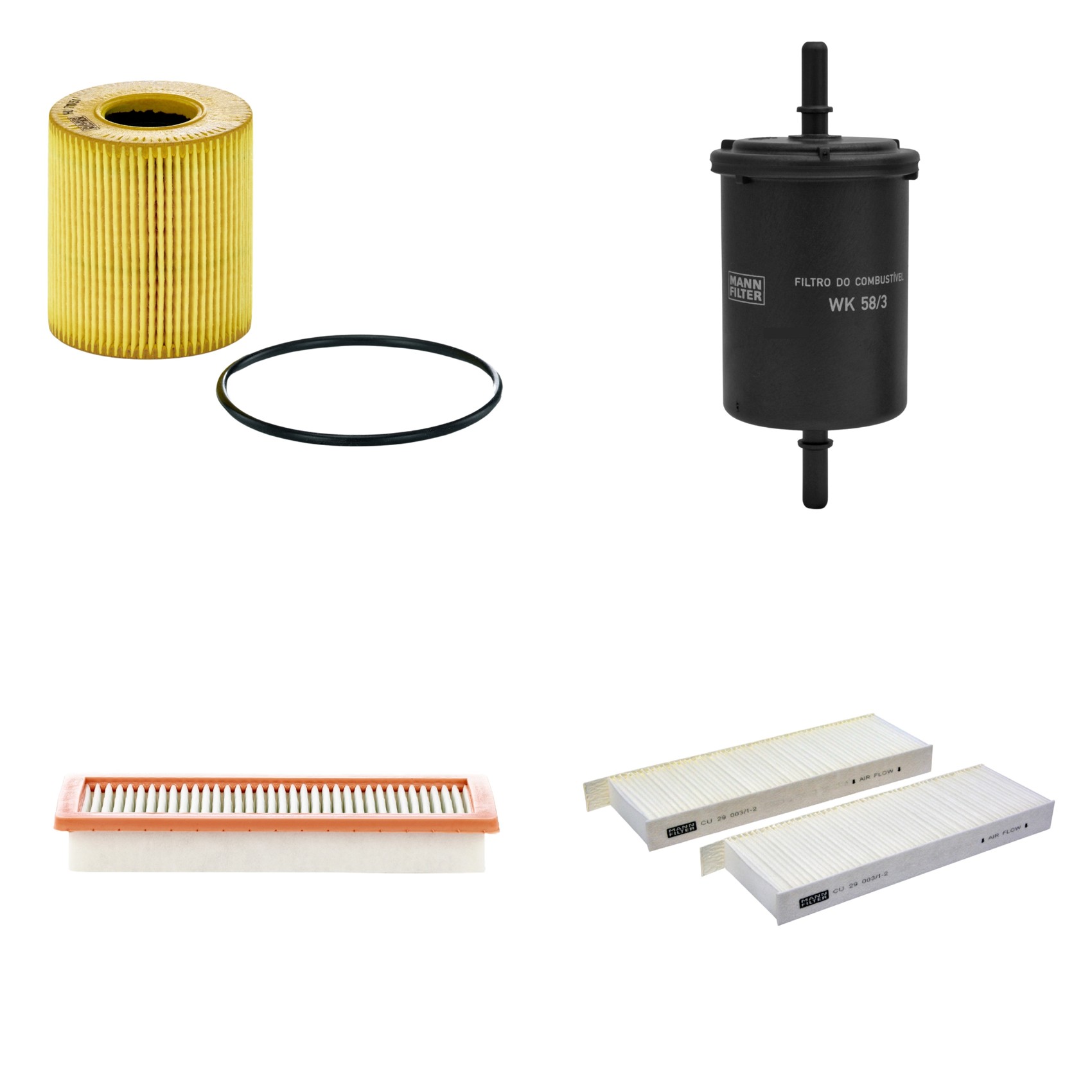 Kit Filtros de Ar Combustível Cabine Ar Condicionado Óleo - Mann-Filter - C36003 - CU29003/1-2 - HU711/51x - WK58/3