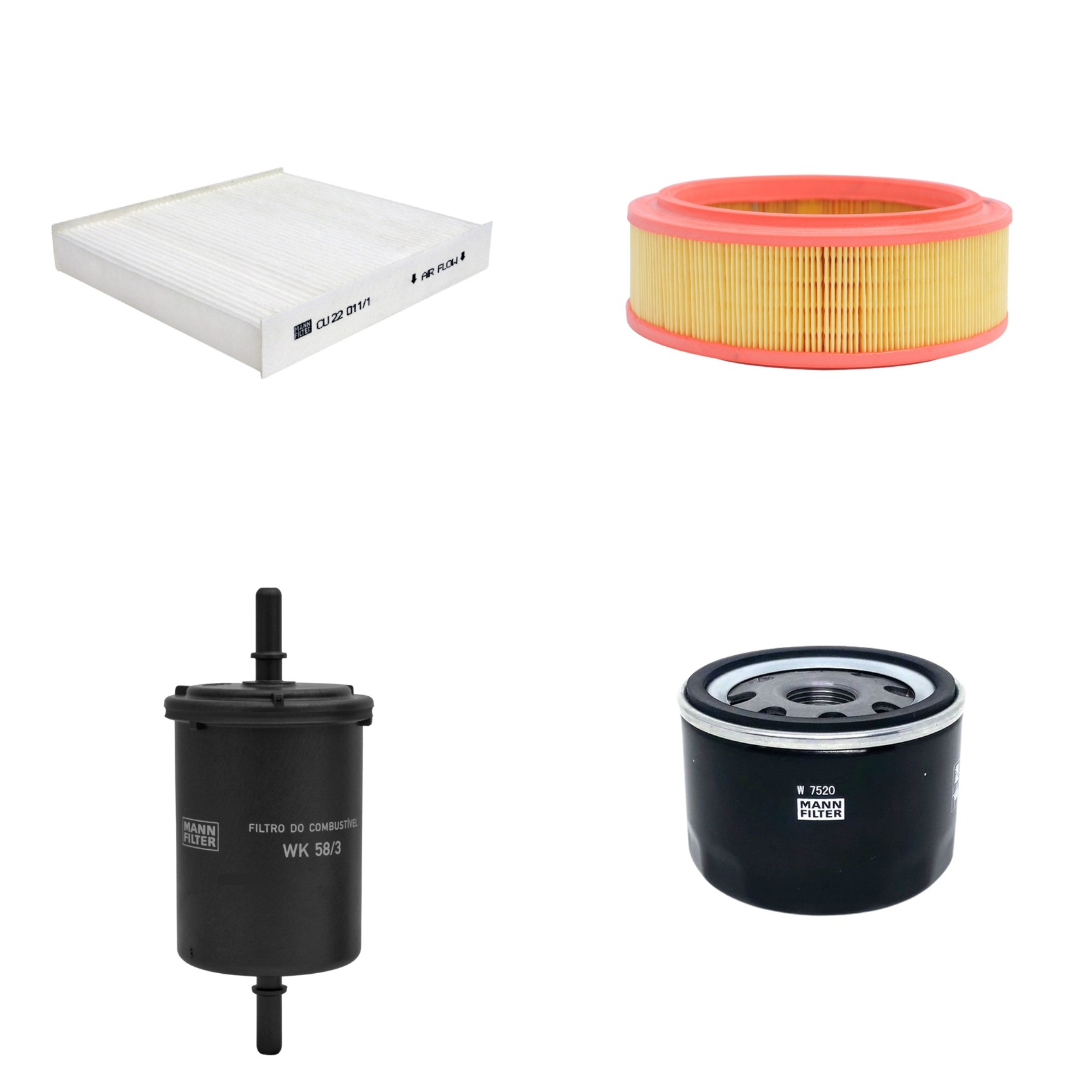 Kit Filtros de Ar Combustível Cabine Ar Condicionado Óleo - Mann-Filter - C2680 - CU22011/1 - W7520 - WK58/3