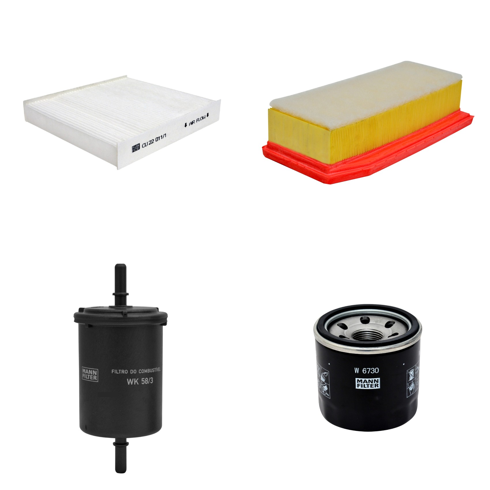 Kit Filtros de Ar Combustível Cabine Ar Condicionado Óleo - Mann-Filter - C27030/1 - CU22011/1 - W6730 - WK58/3
