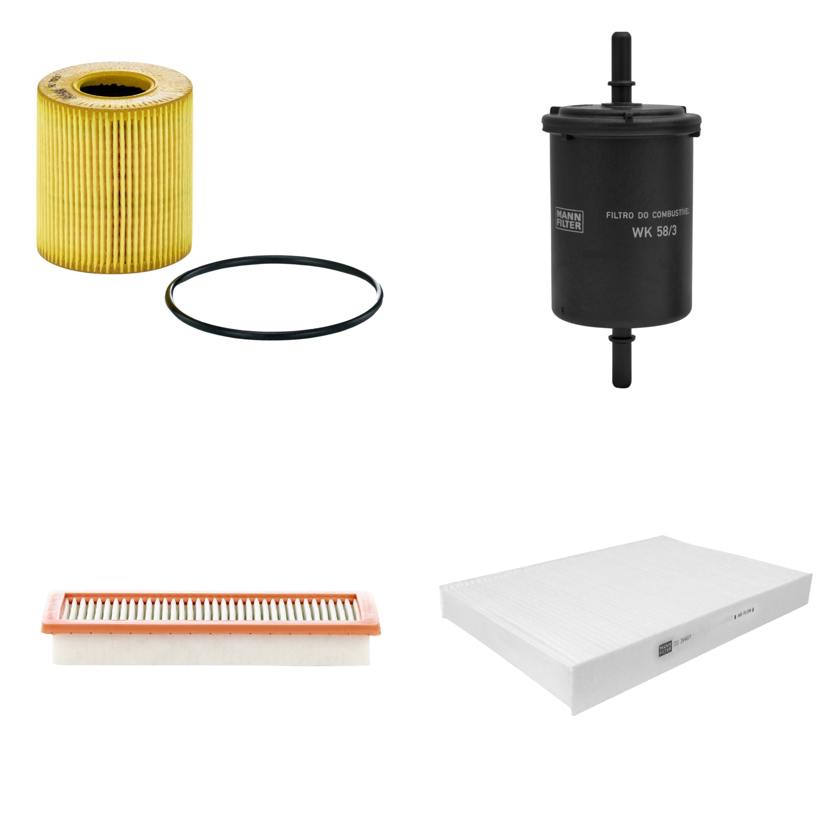 Kit Filtros de Ar Combustível Cabine Ar Condicionado Óleo - Mann-Filter - C36003 - CU2940/1 - HU711/51x - WK58/3