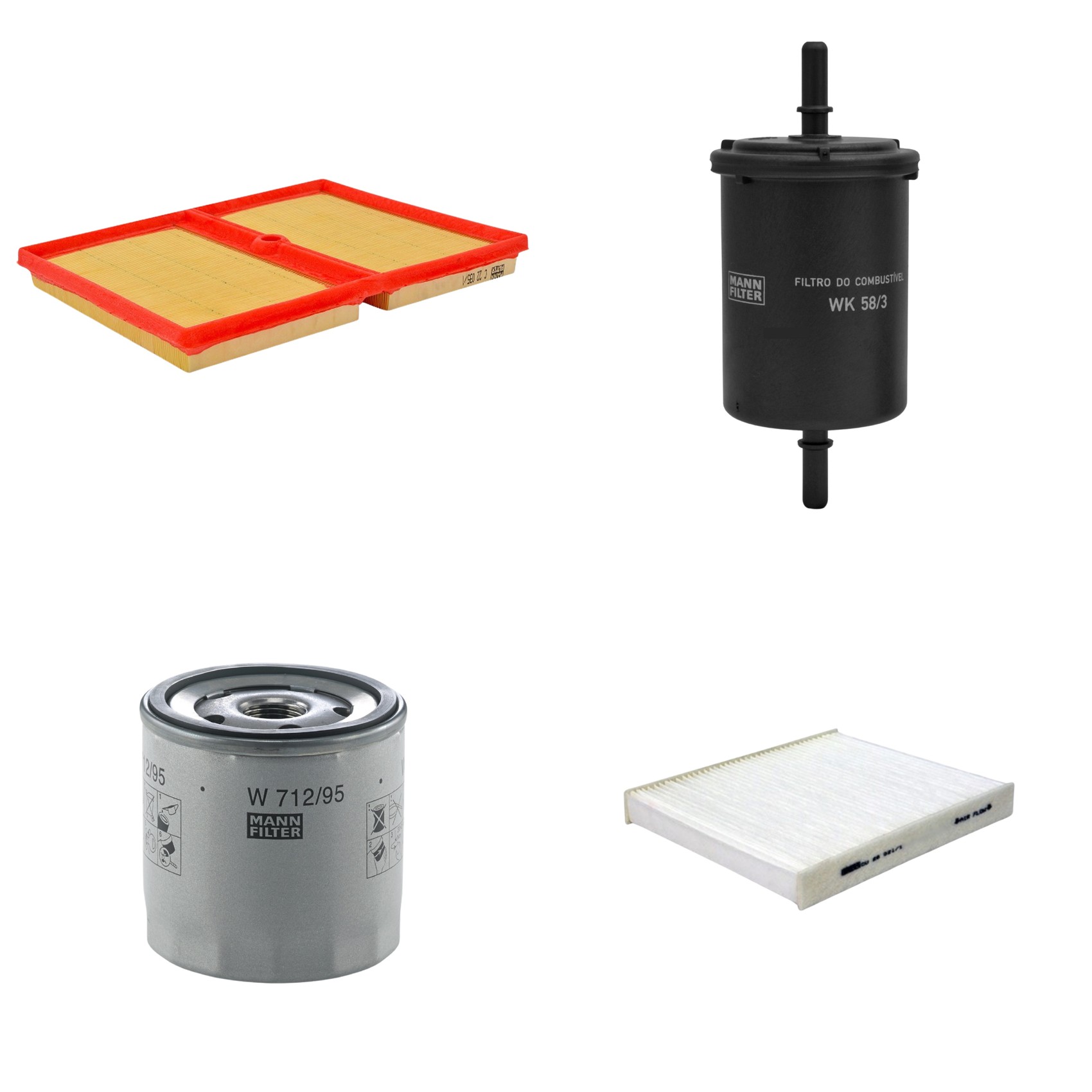 Kit Filtros de Ar Combustível Cabine Ar Condicionado Óleo - Mann-Filter - C22035/1 - CU26021/1 - W712/95 - WK58/3