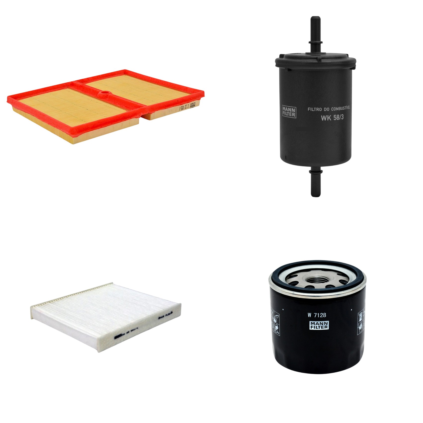 Kit Filtros de Ar Combustível Cabine Ar Condicionado Óleo - Mann-Filter - C22035/1 - CU26021/1 - W7128 - WK58/3