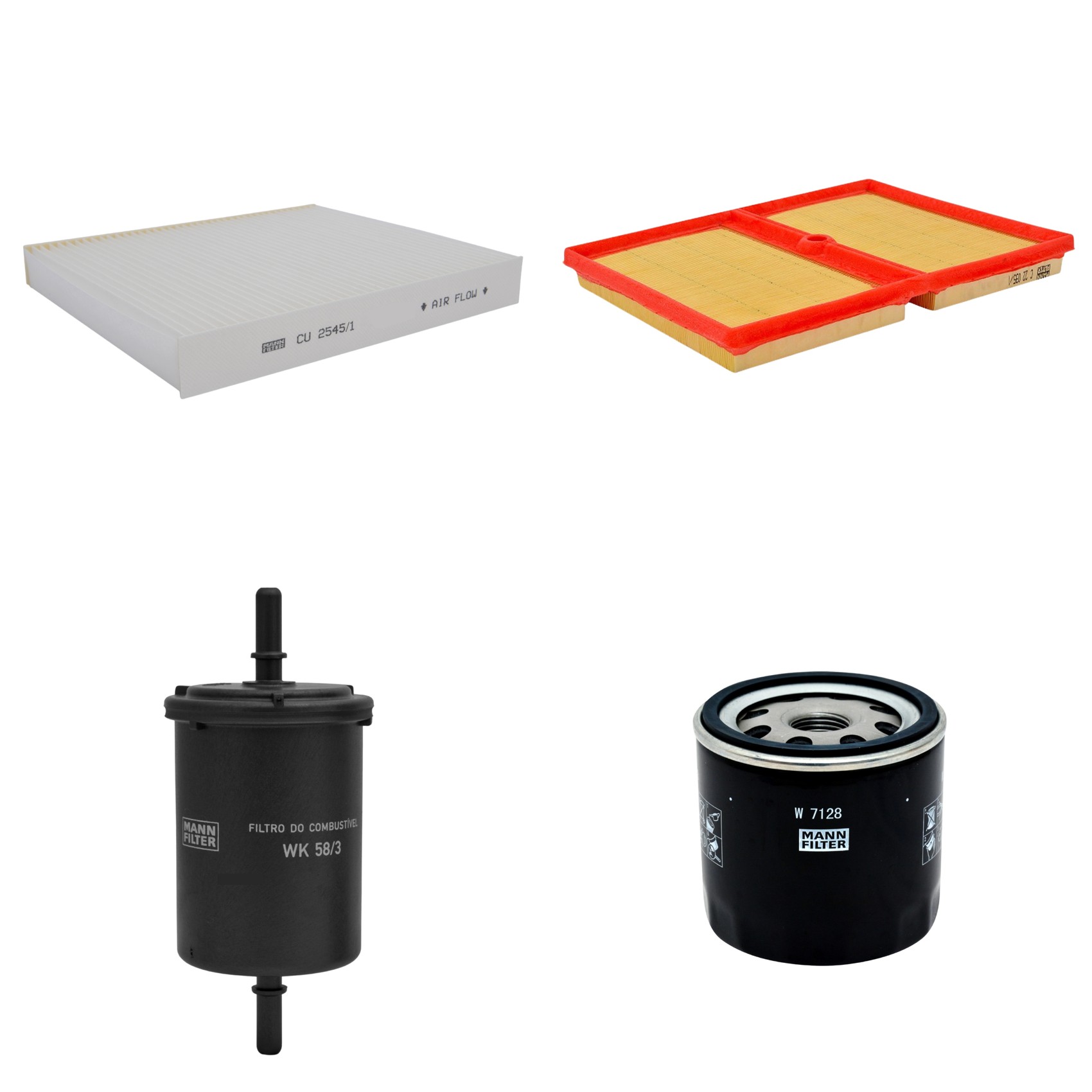 Kit Filtros de Ar Combustível Cabine Ar Condicionado Óleo - Mann-Filter - C22035/1 - CU2545/1 - W7128 - WK58/3