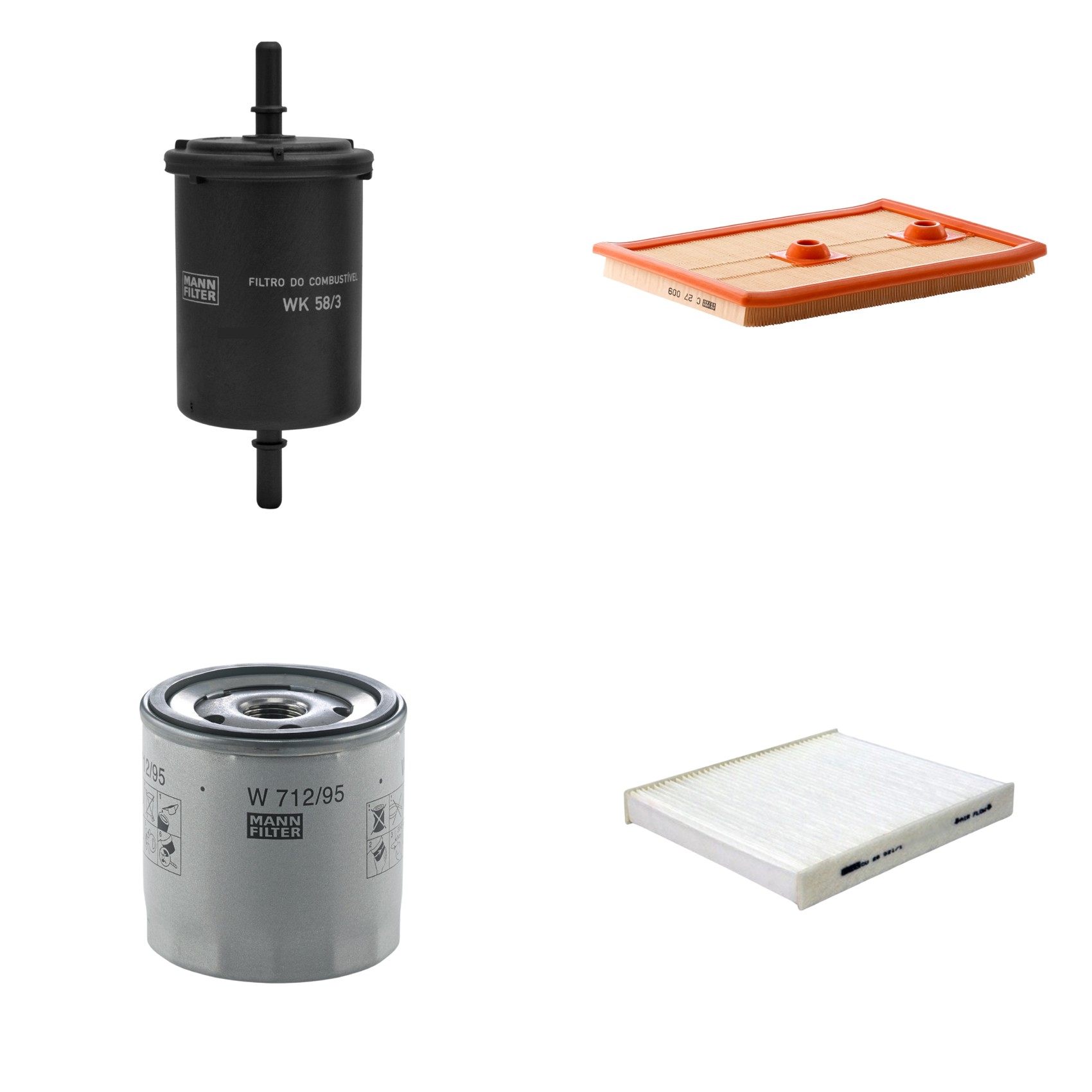 Kit Filtros de Ar Combustível Cabine Ar Condicionado Óleo - Mann-Filter - C27009 - CU26021/1 - W712/95 - WK58/3