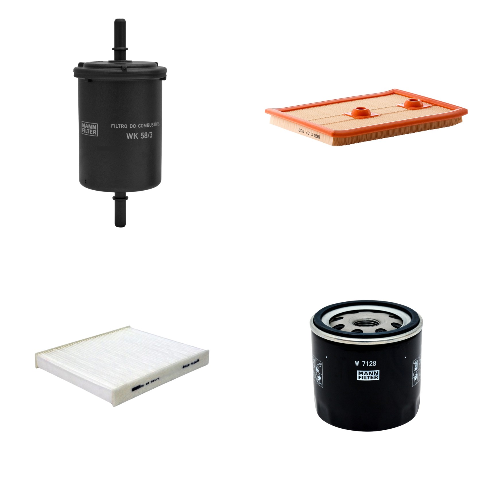 Kit Filtros de Ar Combustível Cabine Ar Condicionado Óleo - Mann-Filter - C27009 - CU26021/1 - W7128 - WK58/3