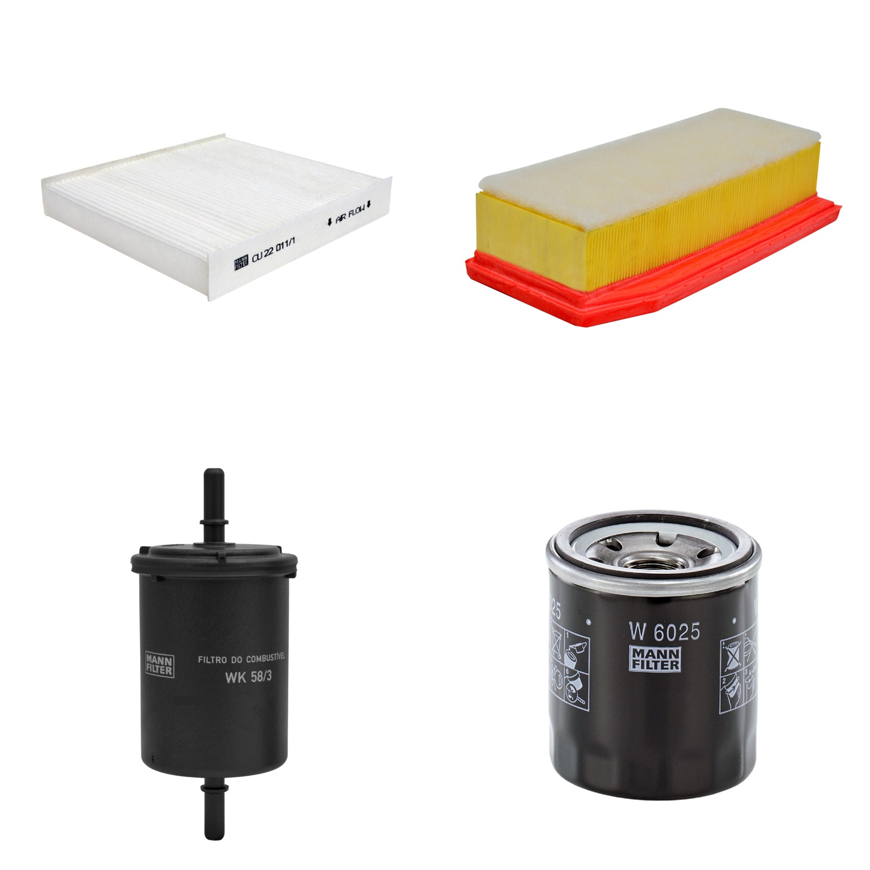 Kit Filtros de Ar Combustível Cabine Ar Condicionado Óleo - Mann-Filter - C27030/1 - CU22011/1 - W6025 - WK58/3