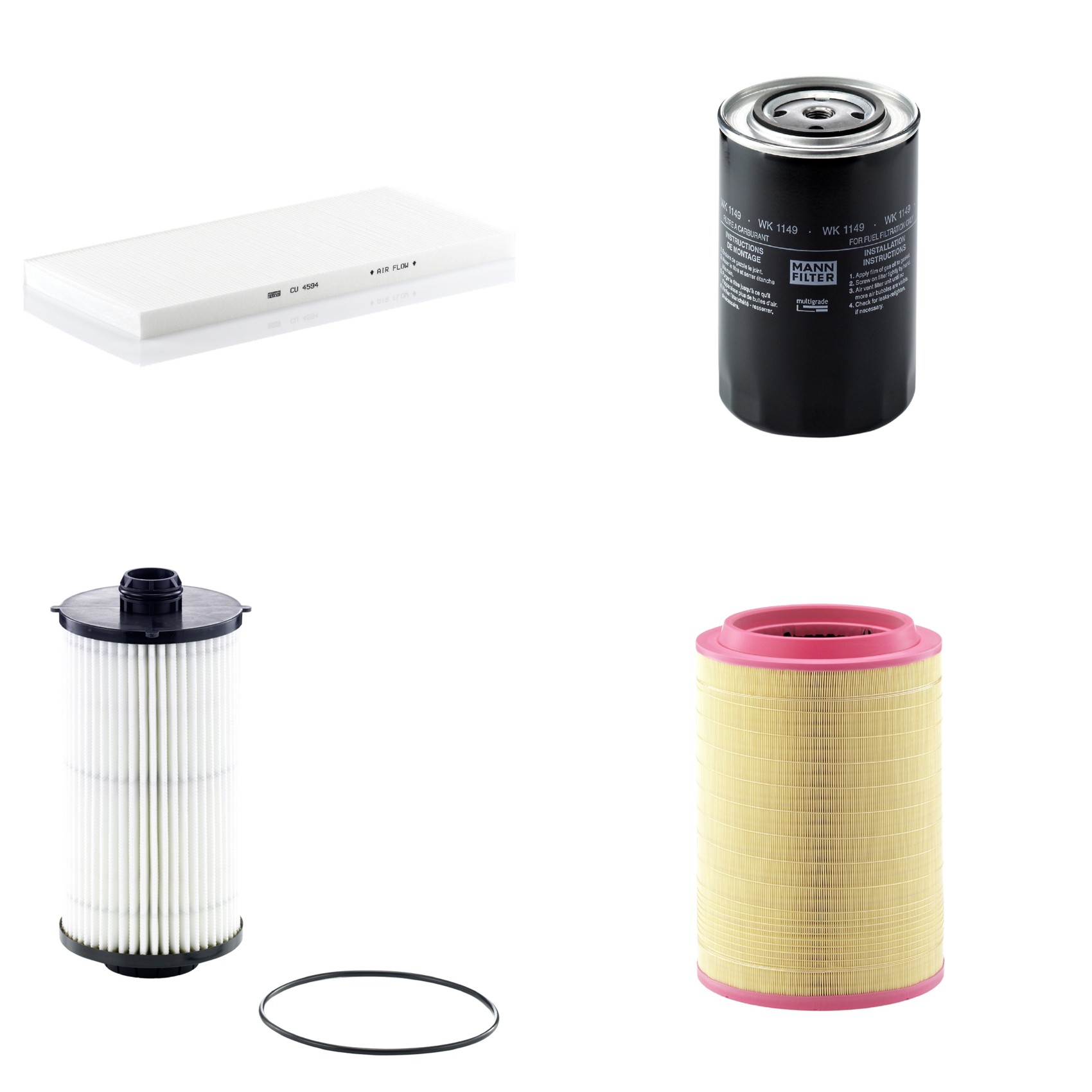 Kit Filtros de Ar Combustível Cabine Ar Condicionado Óleo - Mann-Filter - C321420/2 - CU4594 - HU12008x - WK1149