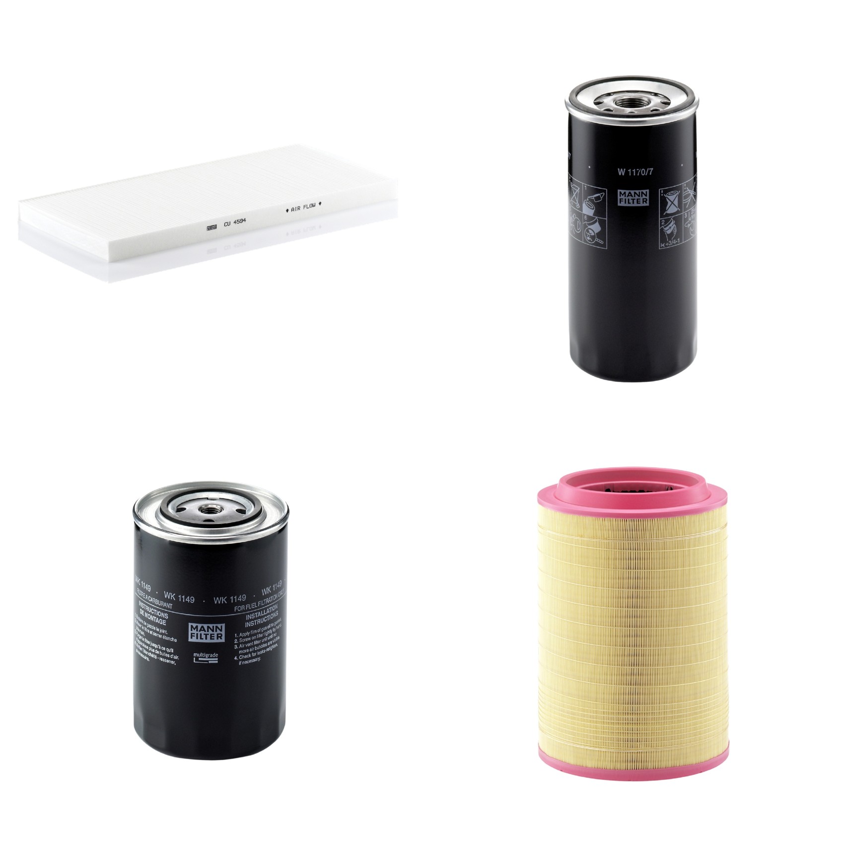 Kit Filtros de Ar Combustível Cabine Ar Condicionado Óleo - Mann-Filter - C321420/2 - CU4594 - W1170/7 - WK1149