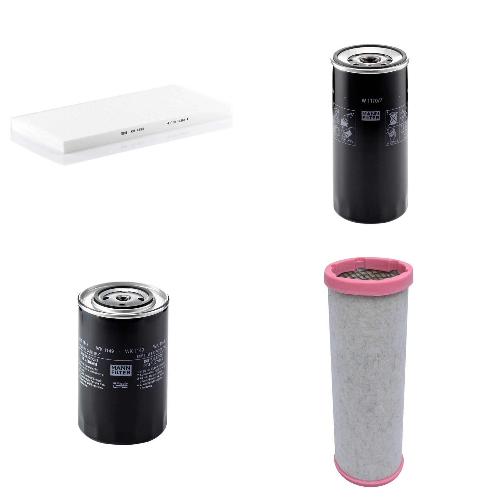 Kit Filtros de Ar Combustível Cabine Ar Condicionado Óleo - Mann-Filter - CF1550 - CU4594 - W1170/7 - WK1149