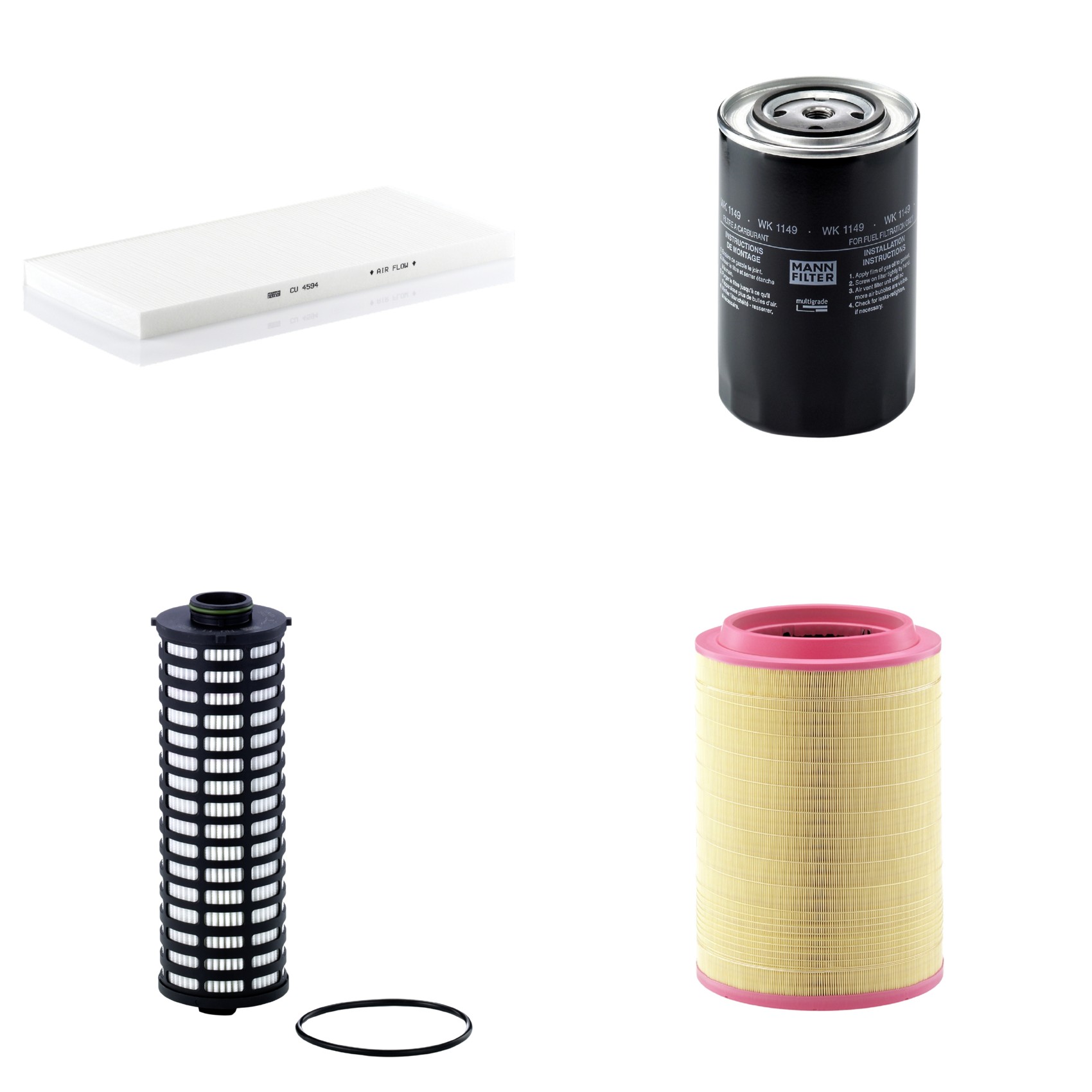 Kit Filtros de Ar Combustível Cabine Ar Condicionado Óleo - Mann-Filter - C321420/2 - CU4594 - HU11002X - WK1149