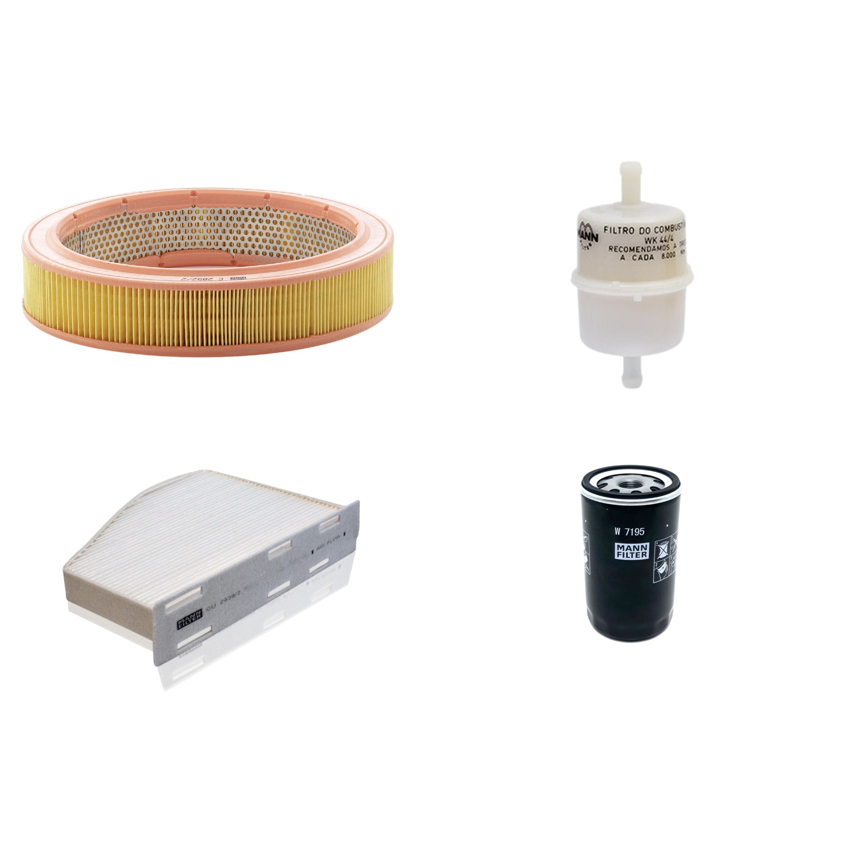 Kit Filtros de Ar Combustível Cabine Ar Condicionado Óleo - Mann-Filter - C2852/2 - CU2939/2 - W7195 - WK44/4