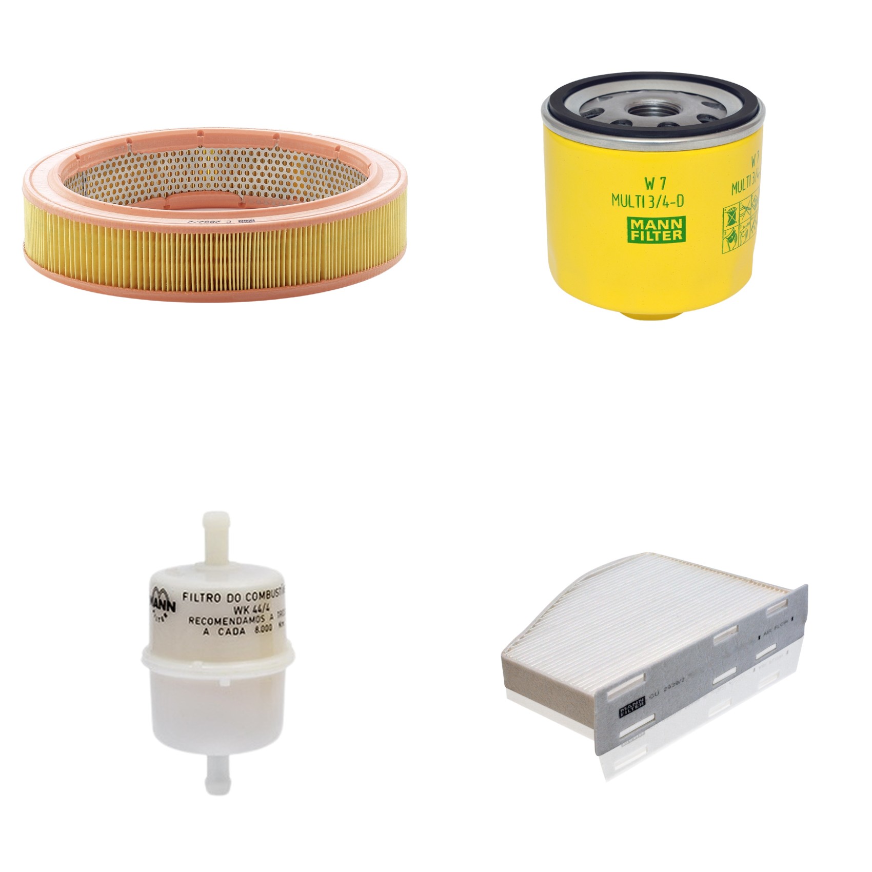 Kit Filtros de Ar Combustível Cabine Ar Condicionado Óleo - Mann-Filter - C2852/2 - CU2939/2 - W7MULTI3/4-D - WK44/4
