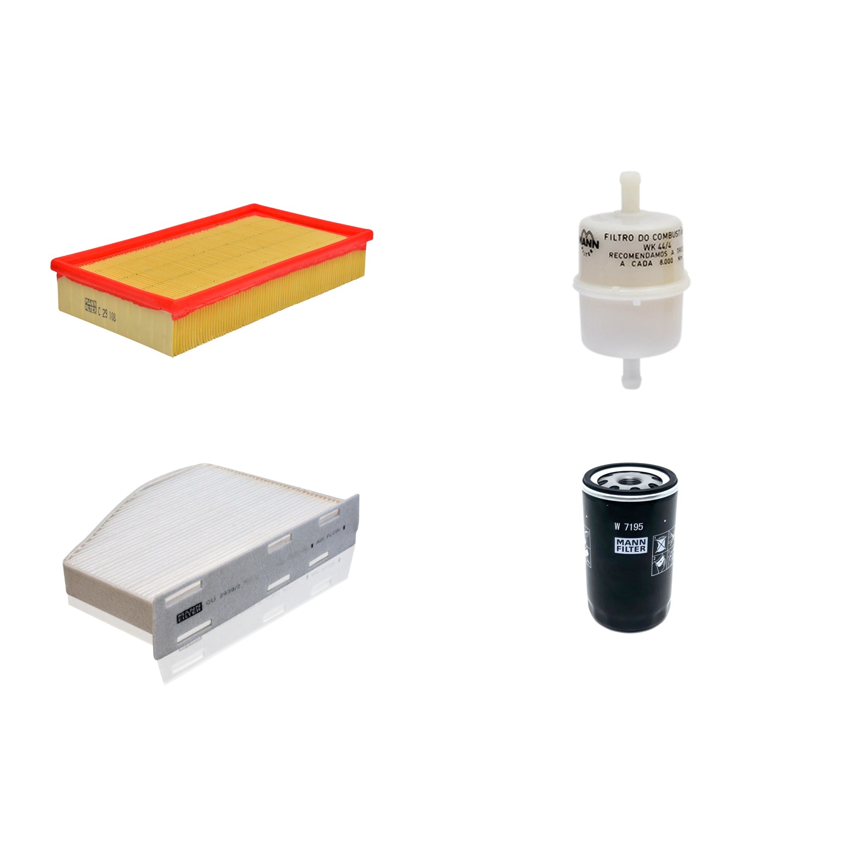 Kit Filtros de Ar Combustível Cabine Ar Condicionado Óleo - Mann-Filter - C29108 - CU2939/2 - W7195 - WK44/4
