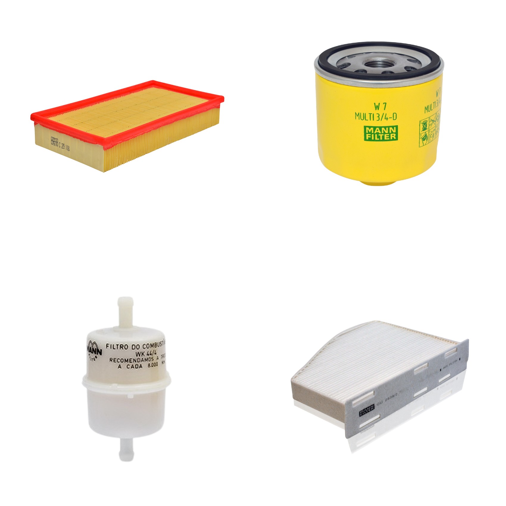 Kit Filtros de Ar Combustível Cabine Ar Condicionado Óleo - Mann-Filter - C29108 - CU2939/2 - W7MULTI3/4-D - WK44/4