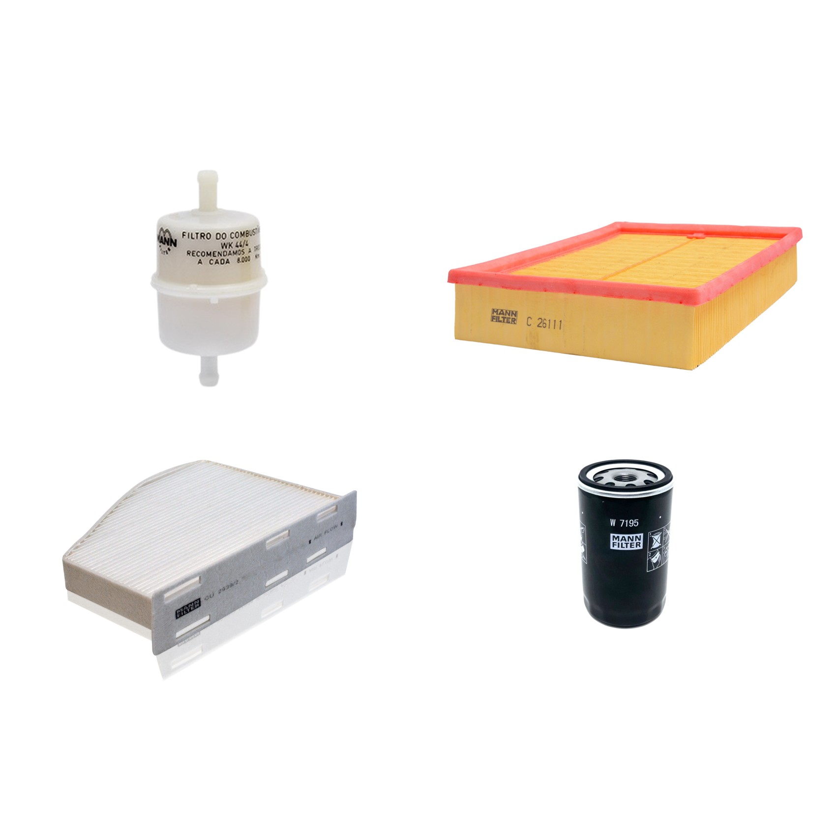 Kit Filtros de Ar Combustível Cabine Ar Condicionado Óleo - Mann-Filter - C26111 - CU2939/2 - W7195 - WK44/4