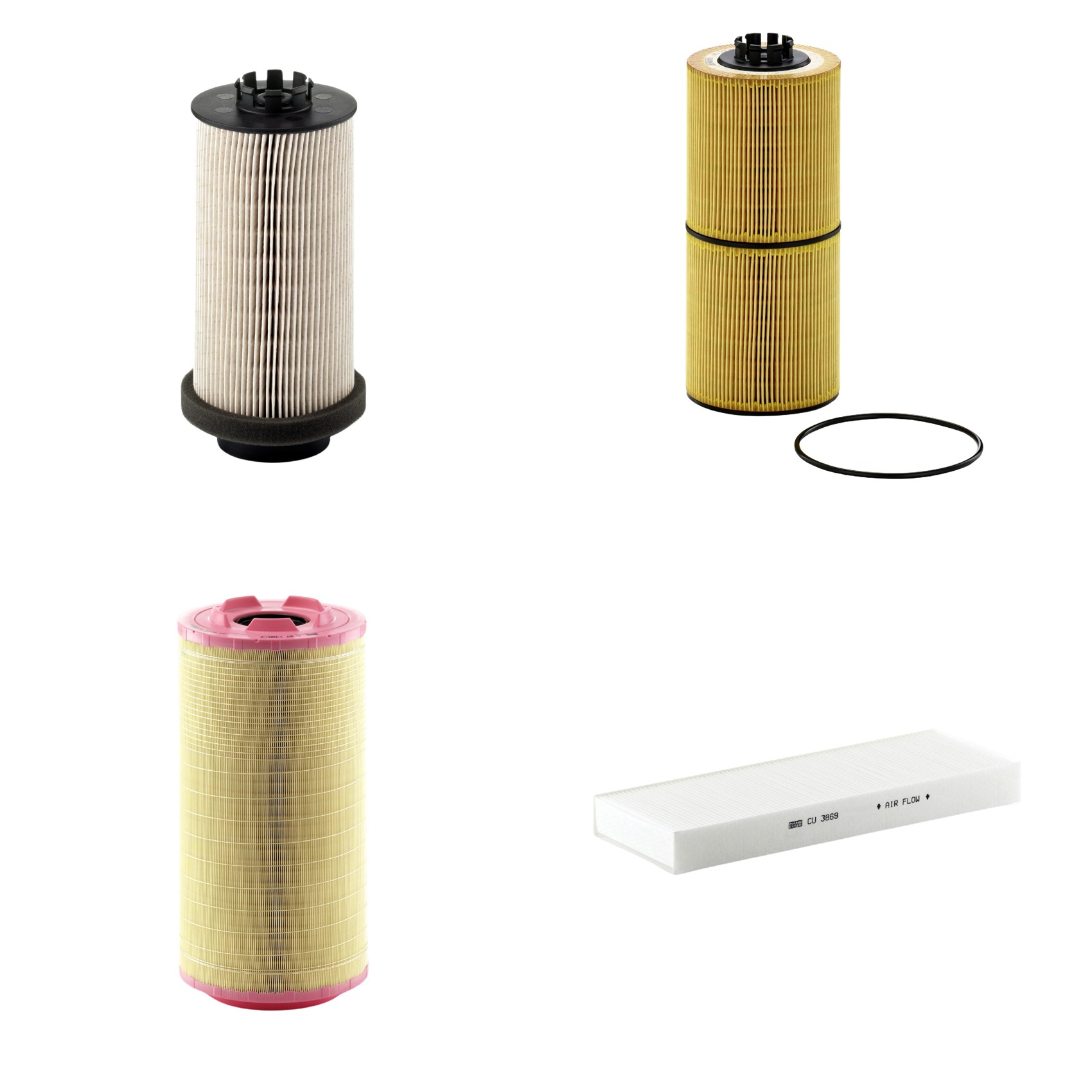 Kit Filtros de Ar Combustível Cabine Ar Condicionado Óleo - Mann-Filter - C271320/3 - CU3869 - HU12001z - PU999/1x