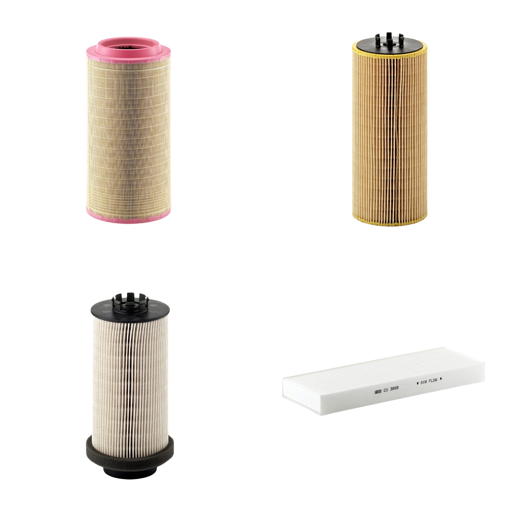 Kit Filtros de Ar Combustível Cabine Ar Condicionado Óleo - Mann-Filter - C271340 - CU3869 - HU12110x - PU999/1x