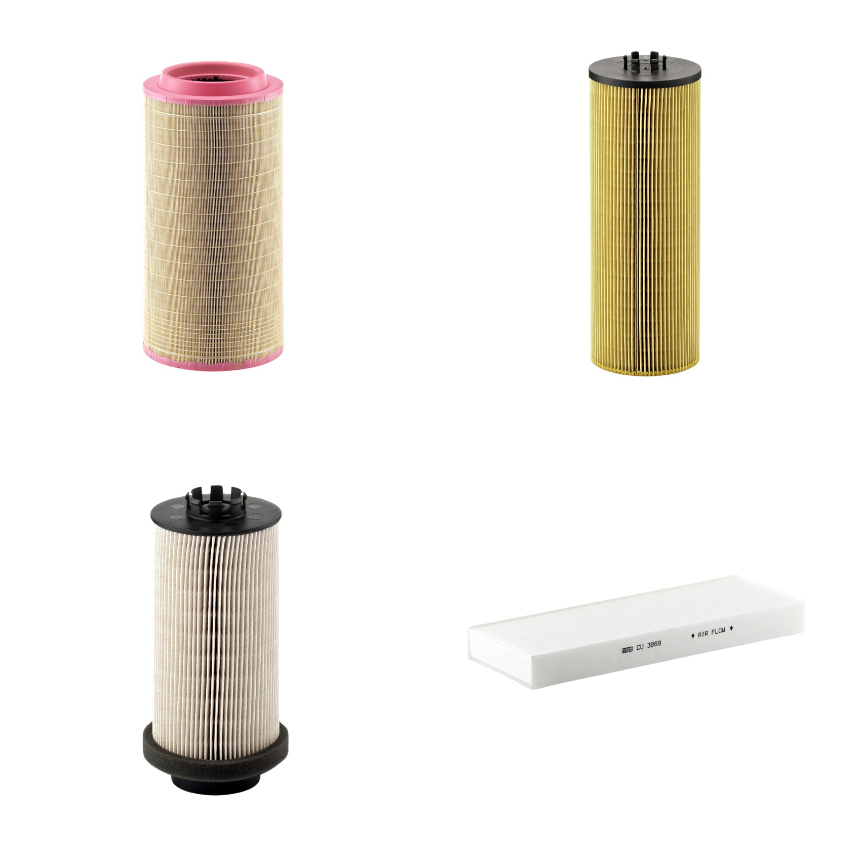 Kit Filtros de Ar Combustível Cabine Ar Condicionado Óleo - Mann-Filter - C271340 - CU3869 - HU12140x - PU999/1x