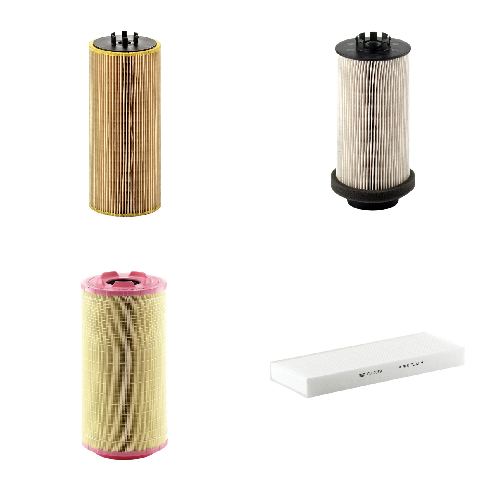 Kit Filtros de Ar Combustível Cabine Ar Condicionado Óleo - Mann-Filter - C271320/3 - CU3869 - HU12110x - PU999/1x