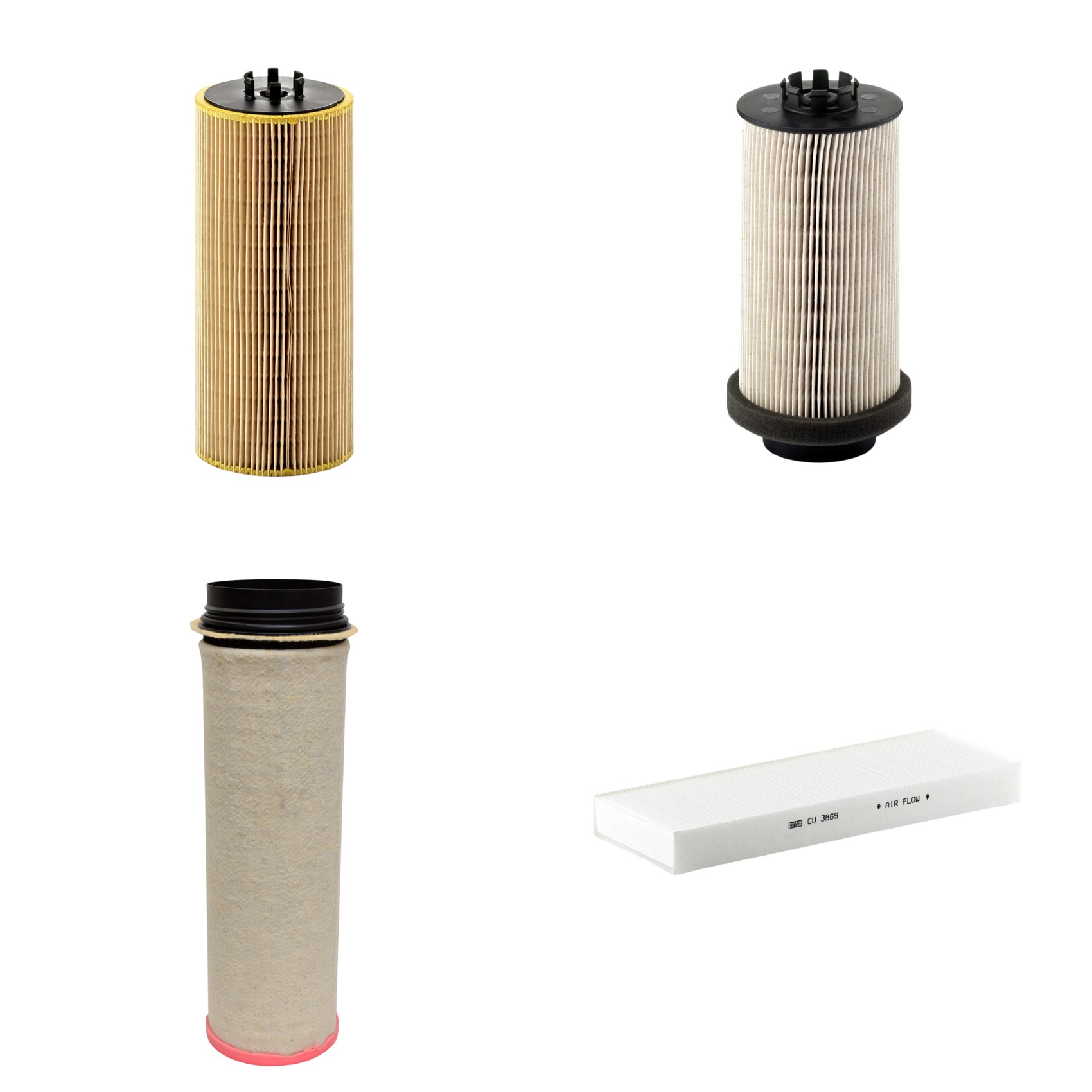 Kit Filtros de Ar Combustível Cabine Ar Condicionado Óleo - Mann-Filter - CF1651 - CU3869 - HU12110x - PU999/1x