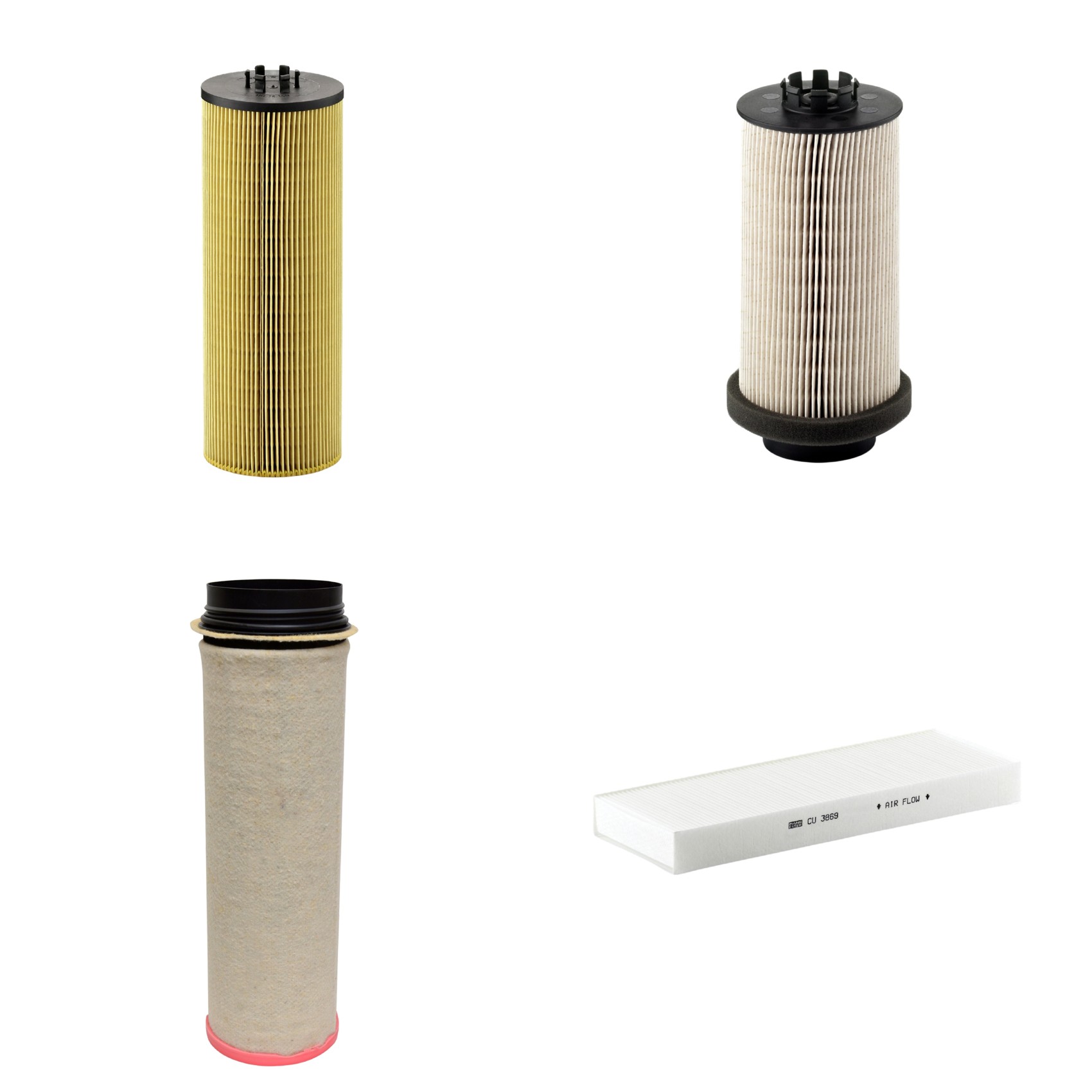 Kit Filtros de Ar Combustível Cabine Ar Condicionado Óleo - Mann-Filter - CF1651 - CU3869 - HU12140x - PU999/1x
