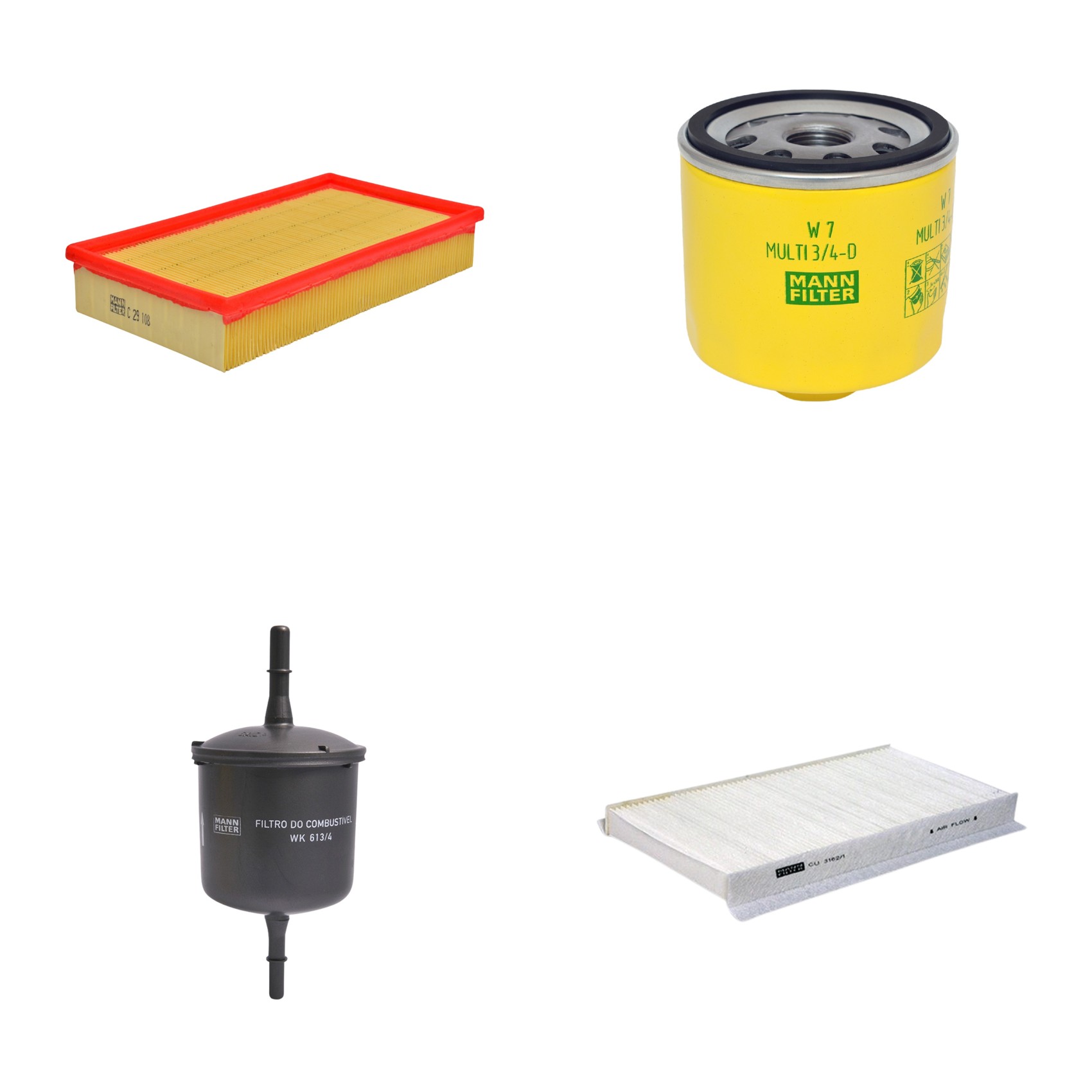 Kit Filtros de Ar Combustível Cabine Ar Condicionado Óleo - Mann-Filter - C29108 - CU3162/1 - W7MULTI3/4-D - WK613/4