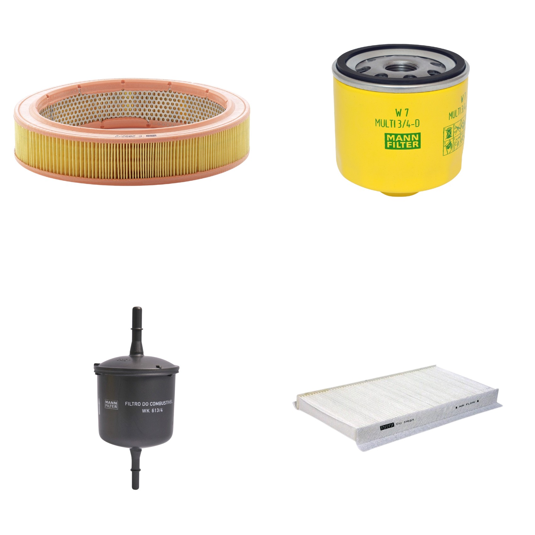 Kit Filtros de Ar Combustível Cabine Ar Condicionado Óleo - Mann-Filter - C2852/2 - CU3162/1 - W7MULTI3/4-D - WK613/4
