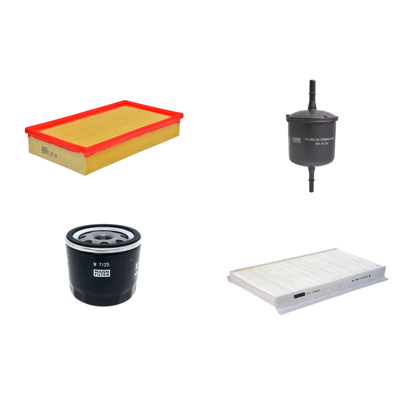 Kit Filtros de Ar Combustível Cabine Ar Condicionado Óleo - Mann-Filter - C29108 - CU3162/1 - W7125 - WK613/4