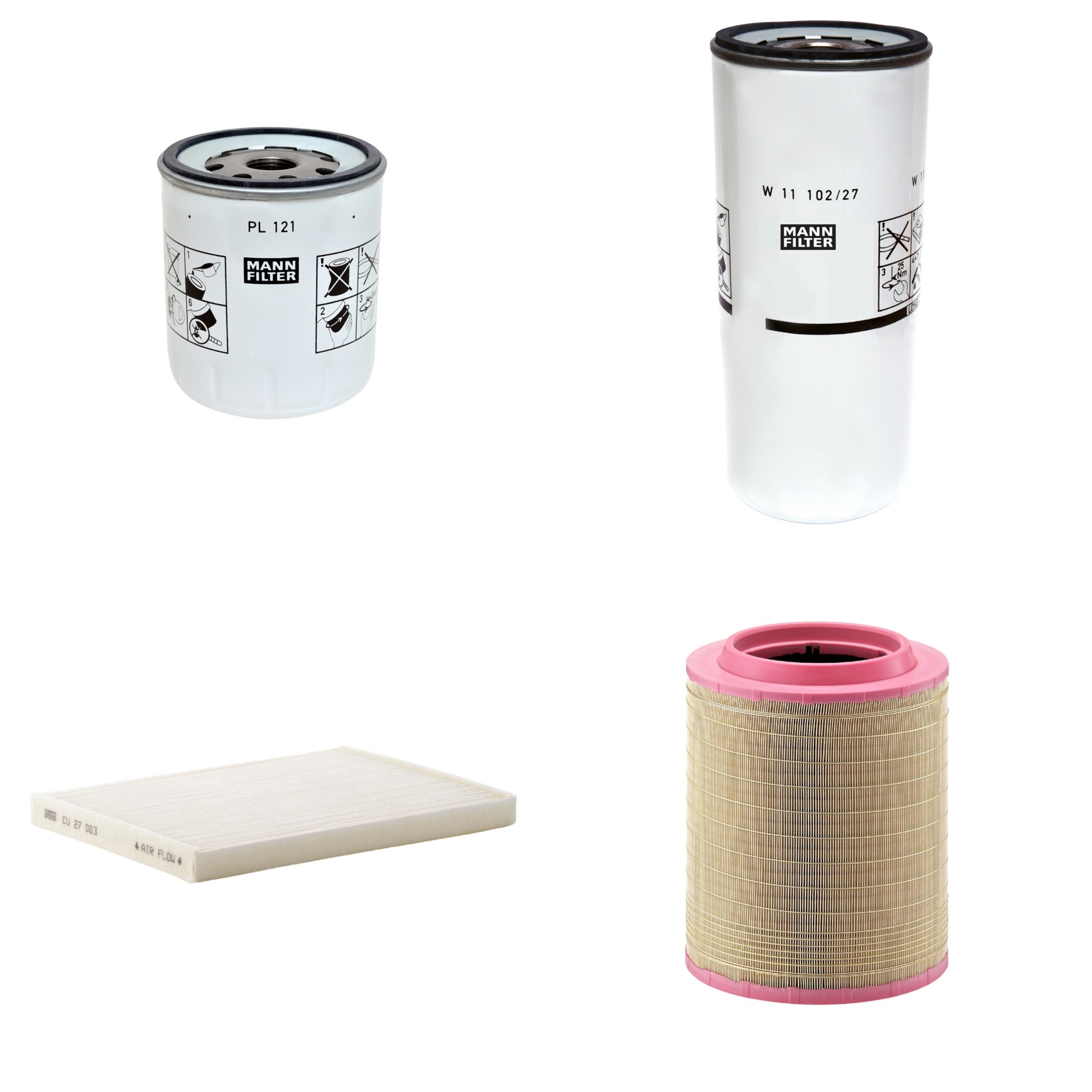 Kit Filtros de Ar Combustível Cabine Ar Condicionado Óleo - Mann-Filter - C331460/1 - CU27003 - PL121 - W11102/27