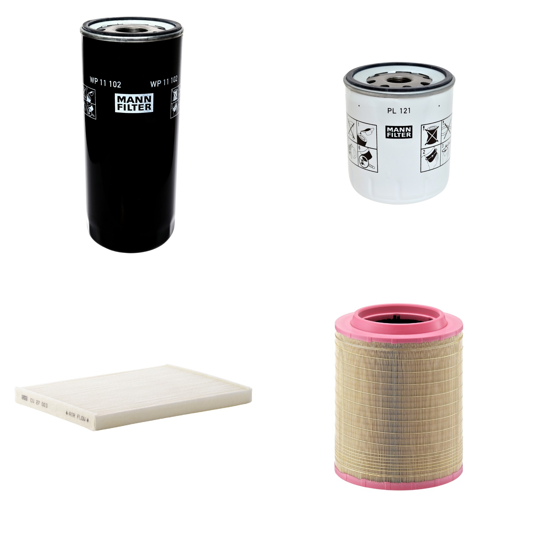 Kit Filtros de Ar Combustível Cabine Ar Condicionado Óleo - Mann-Filter - C331460/1 - CU27003 - PL121 - WP11102