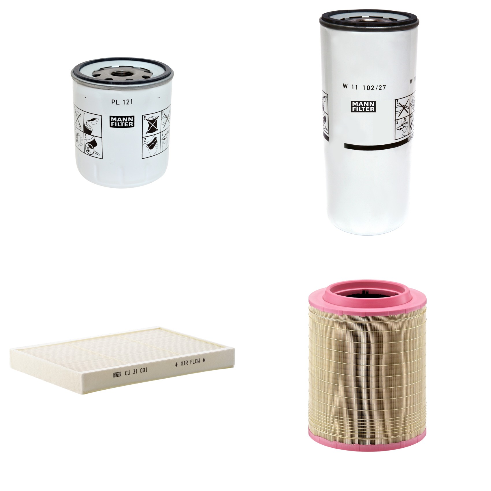 Kit Filtros de Ar Combustível Cabine Ar Condicionado Óleo - Mann-Filter - C331460/1 - CU31001 - PL121 - W11102/27