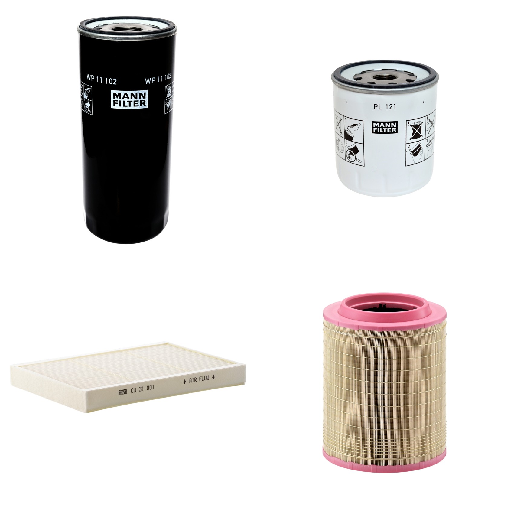 Kit Filtros de Ar Combustível Cabine Ar Condicionado Óleo - Mann-Filter - C331460/1 - CU31001 - PL121 - WP11102