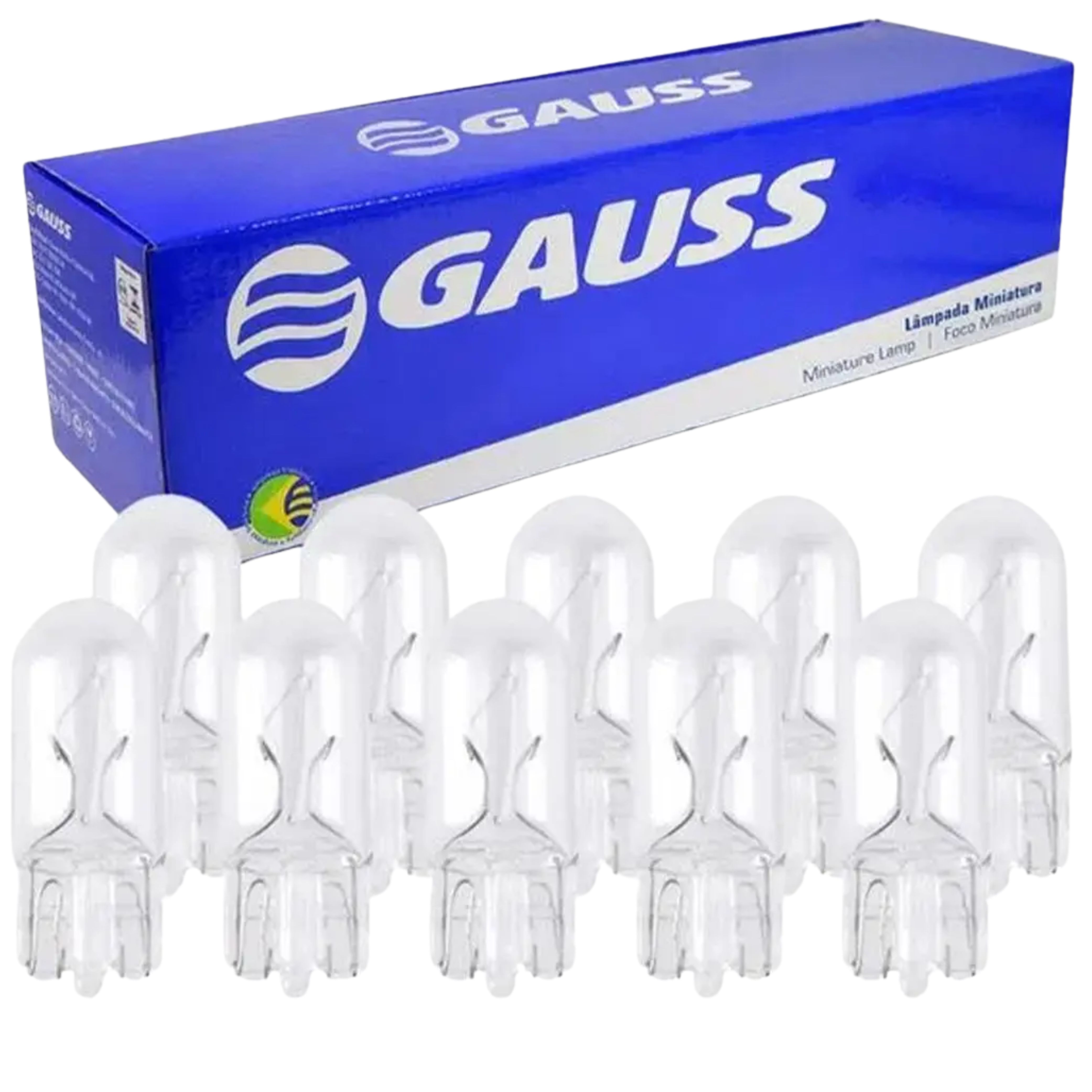 Jogo 10 Lâmpadas Pingão W3w 12v - Gauss - GL2821